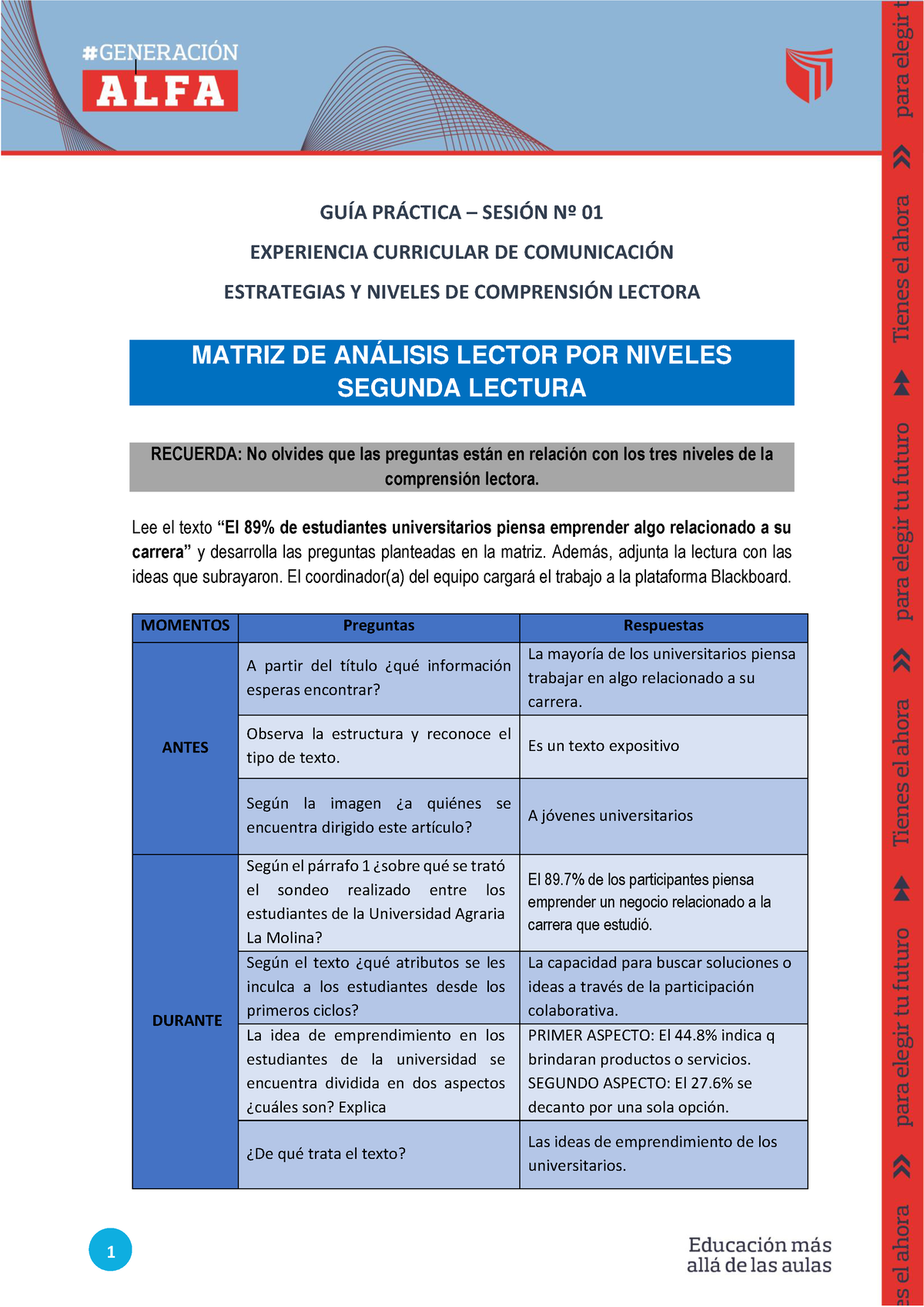 Matriz+DE+ Análisis+ Lector+ - | 1 GUÕA PR¡CTICA – SESI”N N∫ 01 ...