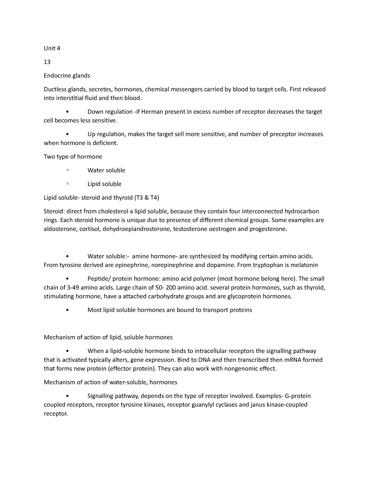 Chapter 9 - Unit 4 13 Endocrine glands Ductless glands, secretes ...