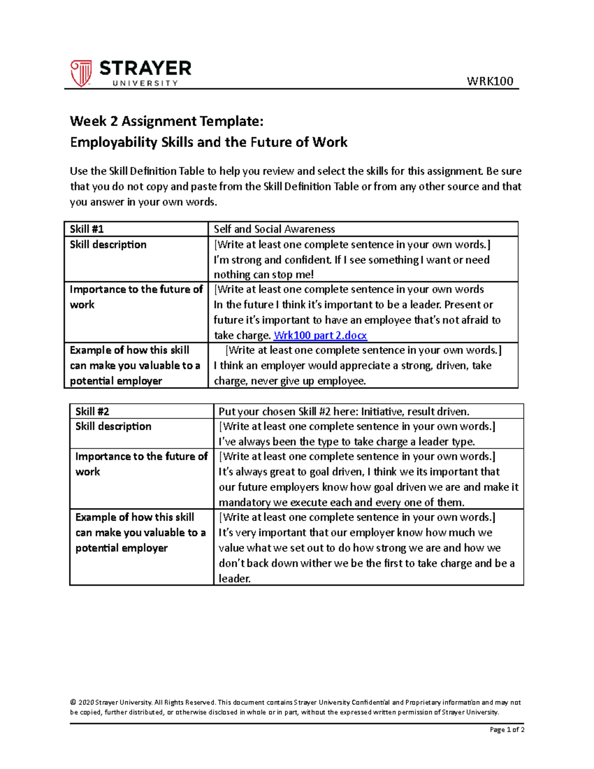 week 2 assignment template employability skills and the future of work