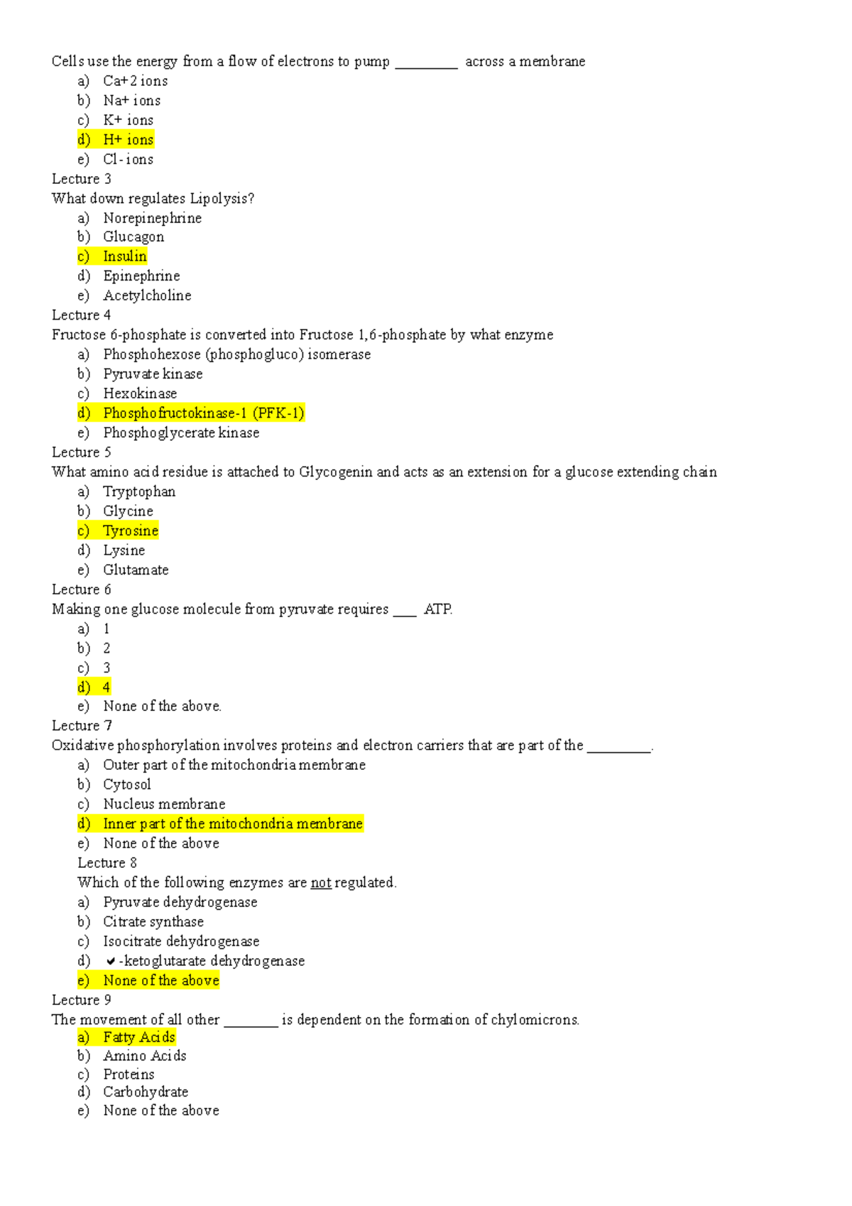 Biochemistry MCQ For Semester 1 UCD - Cells Use The Energy From A Flow ...