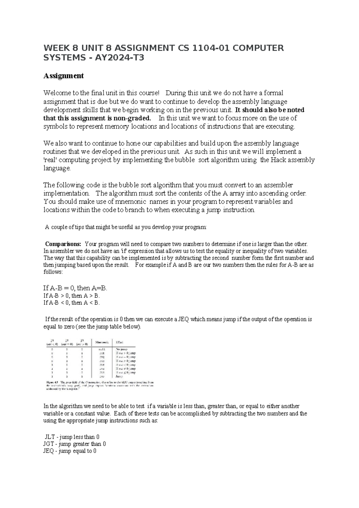 WEEK 8 UNIT 8 Assignment CS 1104-01 Computer Systems - AY2024-T3 - WEEK ...