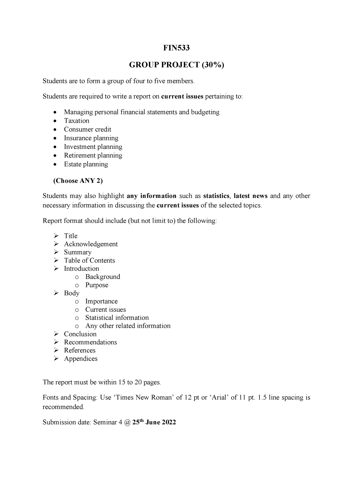 fin533 group assignment insurance planning