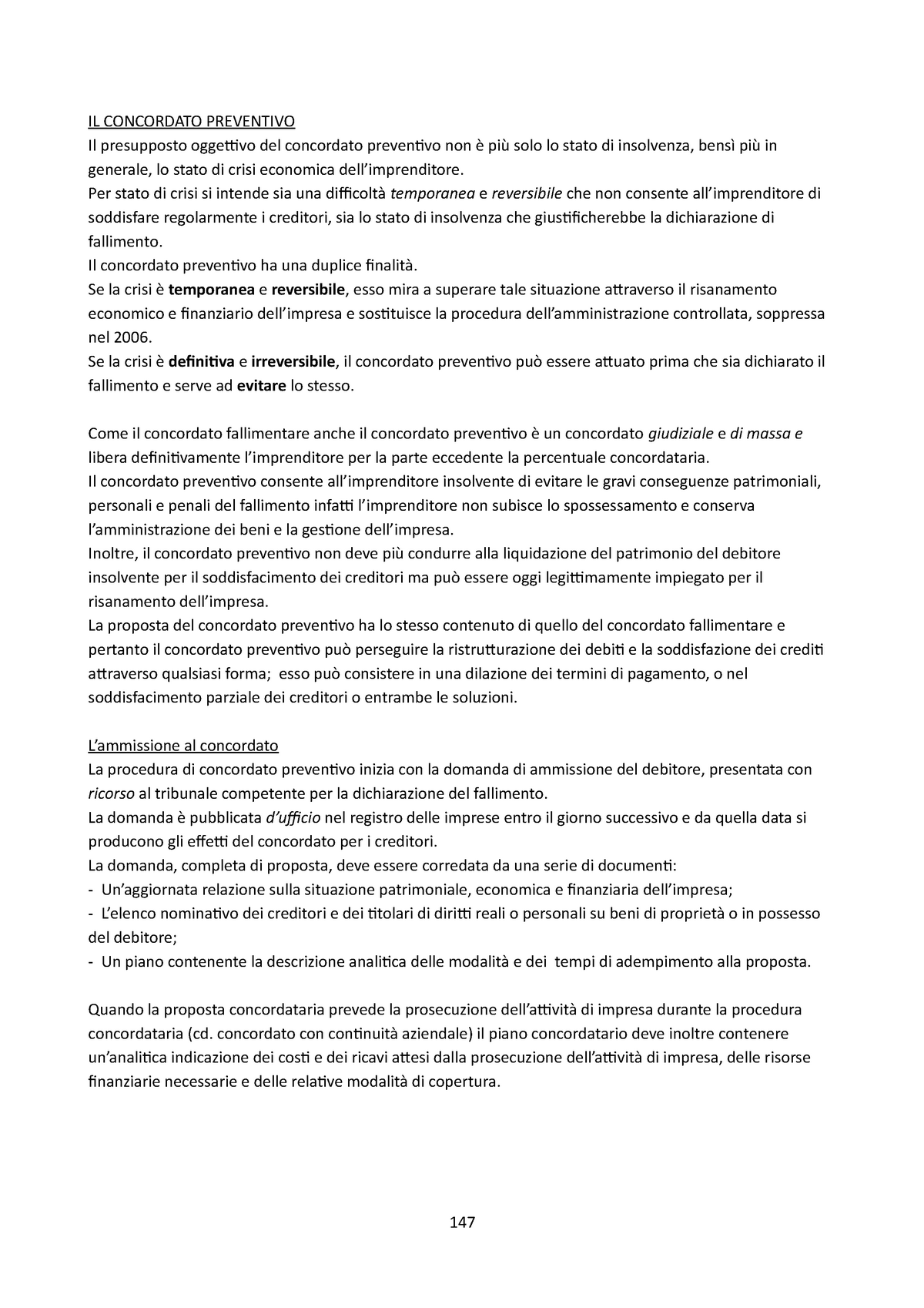 20. IL Concordato Preventivo - IL CONCORDATO PREVENTIVO Il Presupposto ...