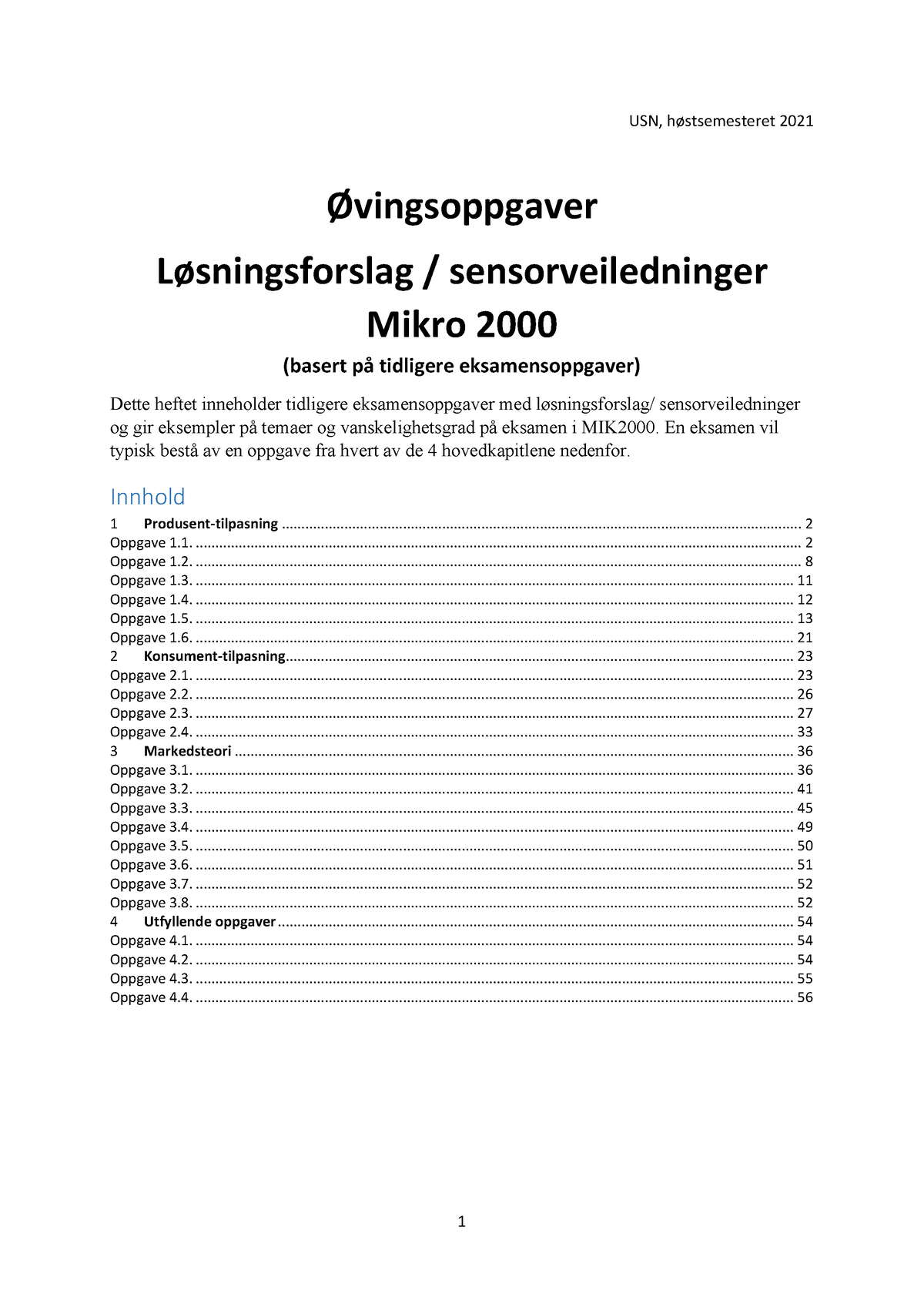 Løysingsforslag Til Eksamensoppgåver - Øvingsoppgaver (basert På ...