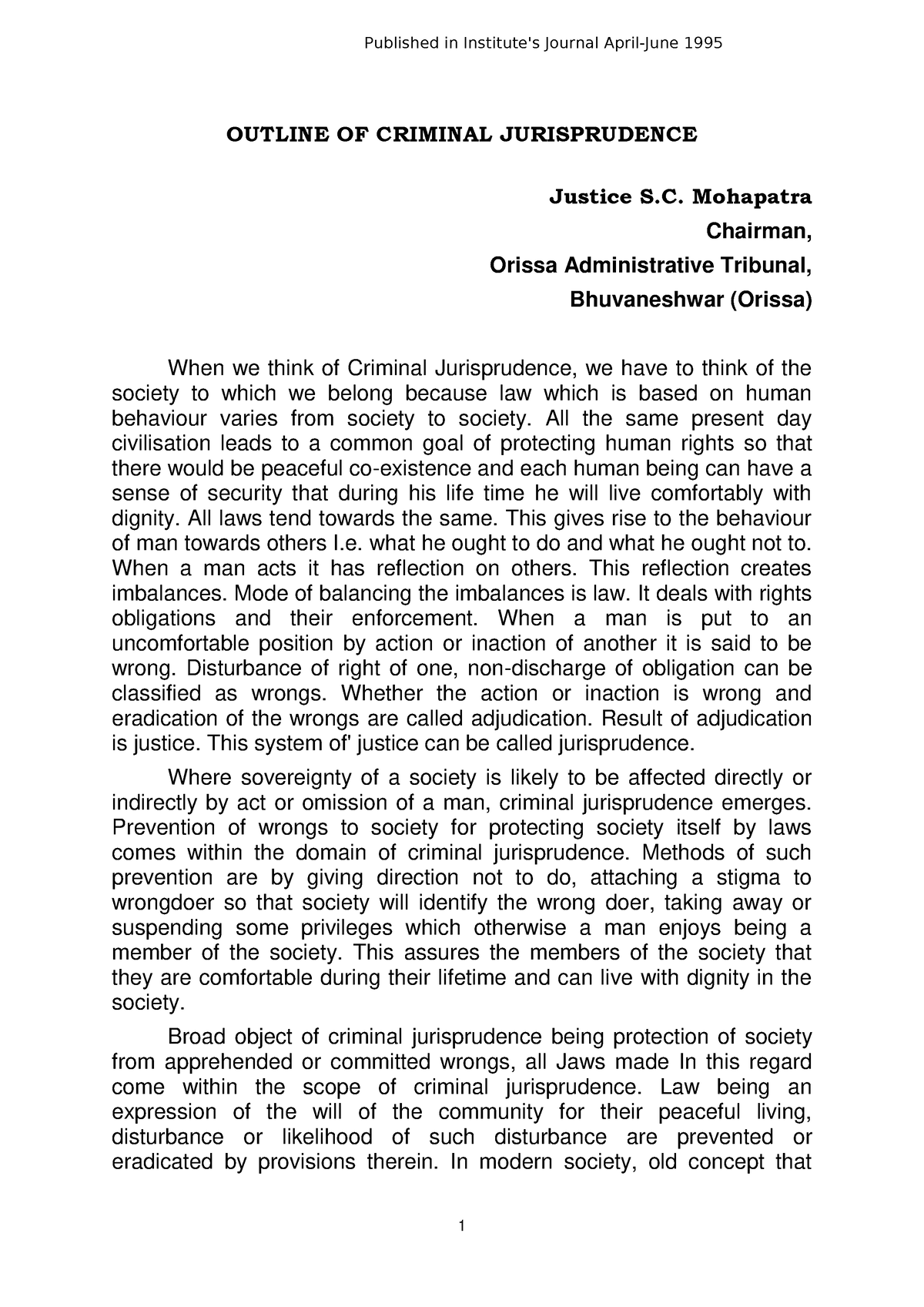 research paper on criminal jurisprudence