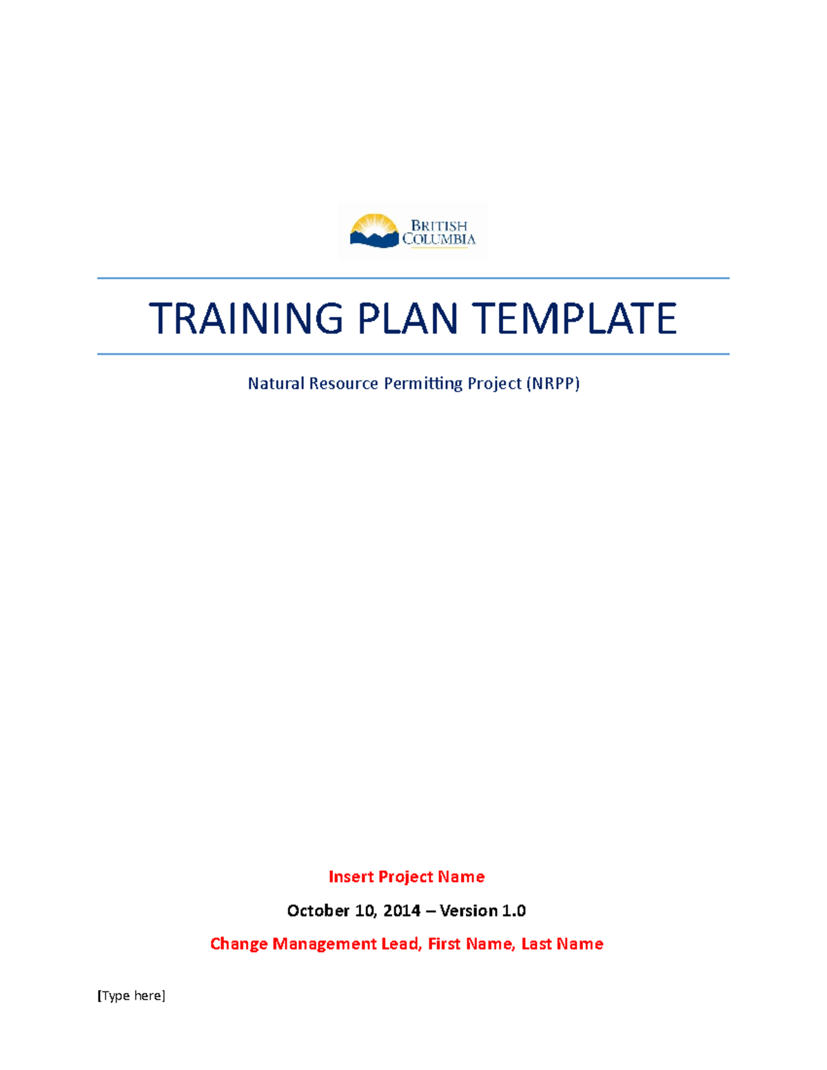 Nrs training plan template - TRAINING PLAN TEMPLATE Natural Resource ...