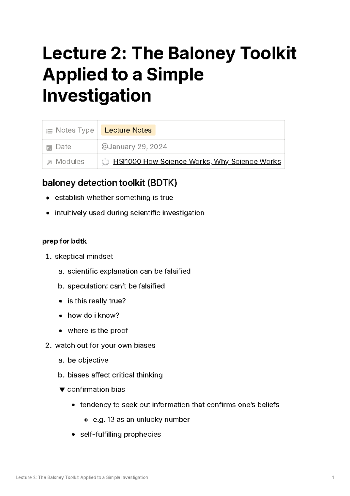 Lecture 2 The Baloney Toolkit - Lecture 2: The Baloney Toolkit Applied ...