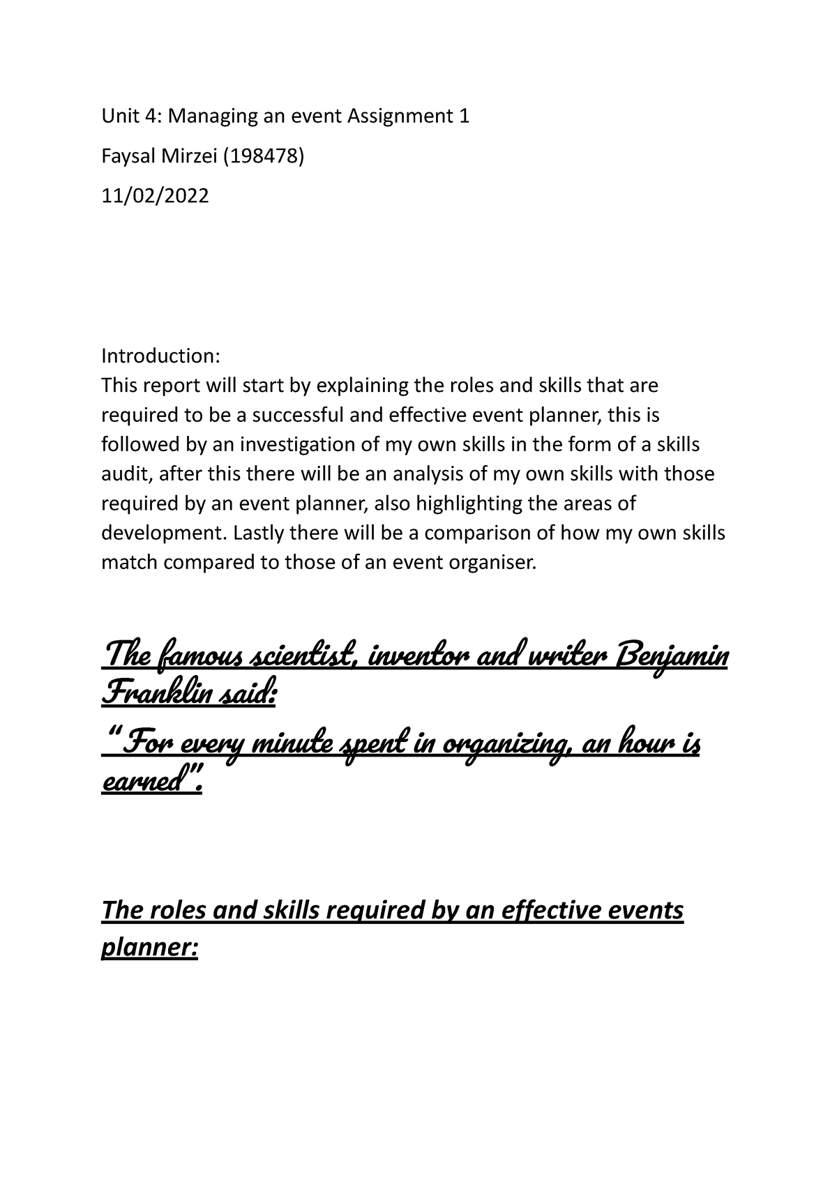 unit 4 managing an event assignment 2 p4