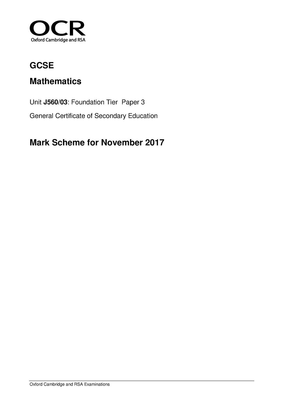 513756 Mark Scheme Paper 03 Foundation Tier - Oxford Cambridge And RSA ...