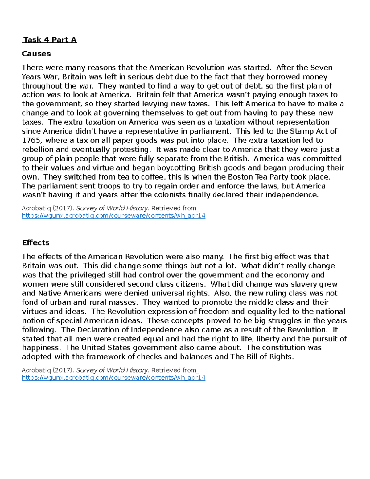 Task 4 Part A B C D World History - Task 4 Part A Causes There Were ...