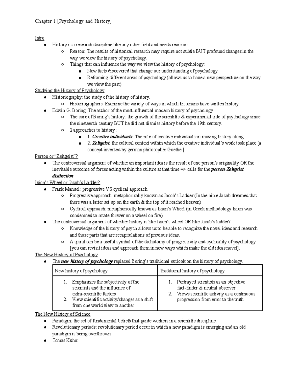 PSYC85 - Chapter 1 Textbook and Lecture Notes - Intro History is a ...
