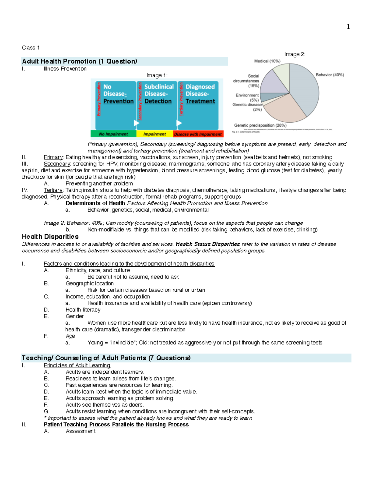 Adults I Final Exam 1 Study Guide - Class 1 Image 2: Adult Health ...