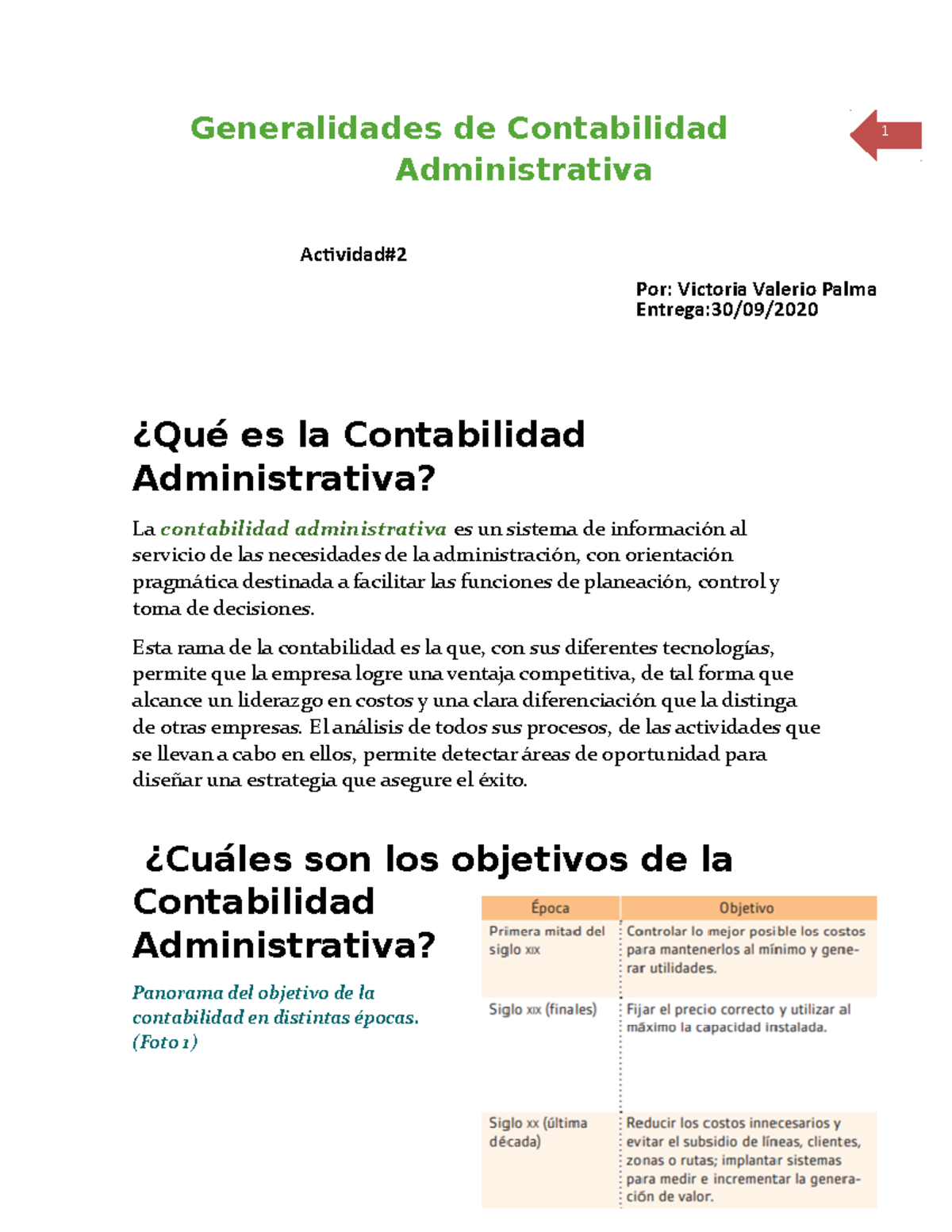 Generalidad De La Contabilidad Administrativa - 1 Actividad# Por ...