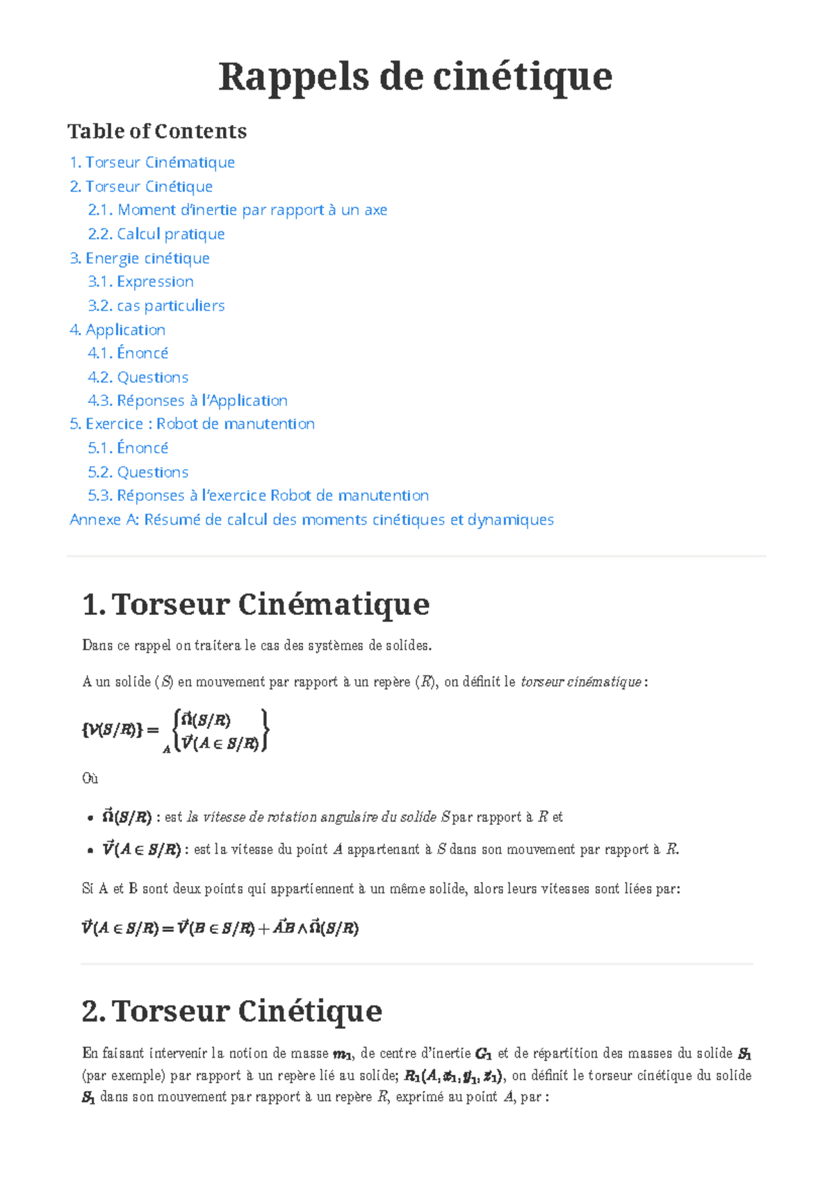 Rappels cinetique - zzzzzzzzzzzzzzzzz - Rappels de cinétique Table of ...