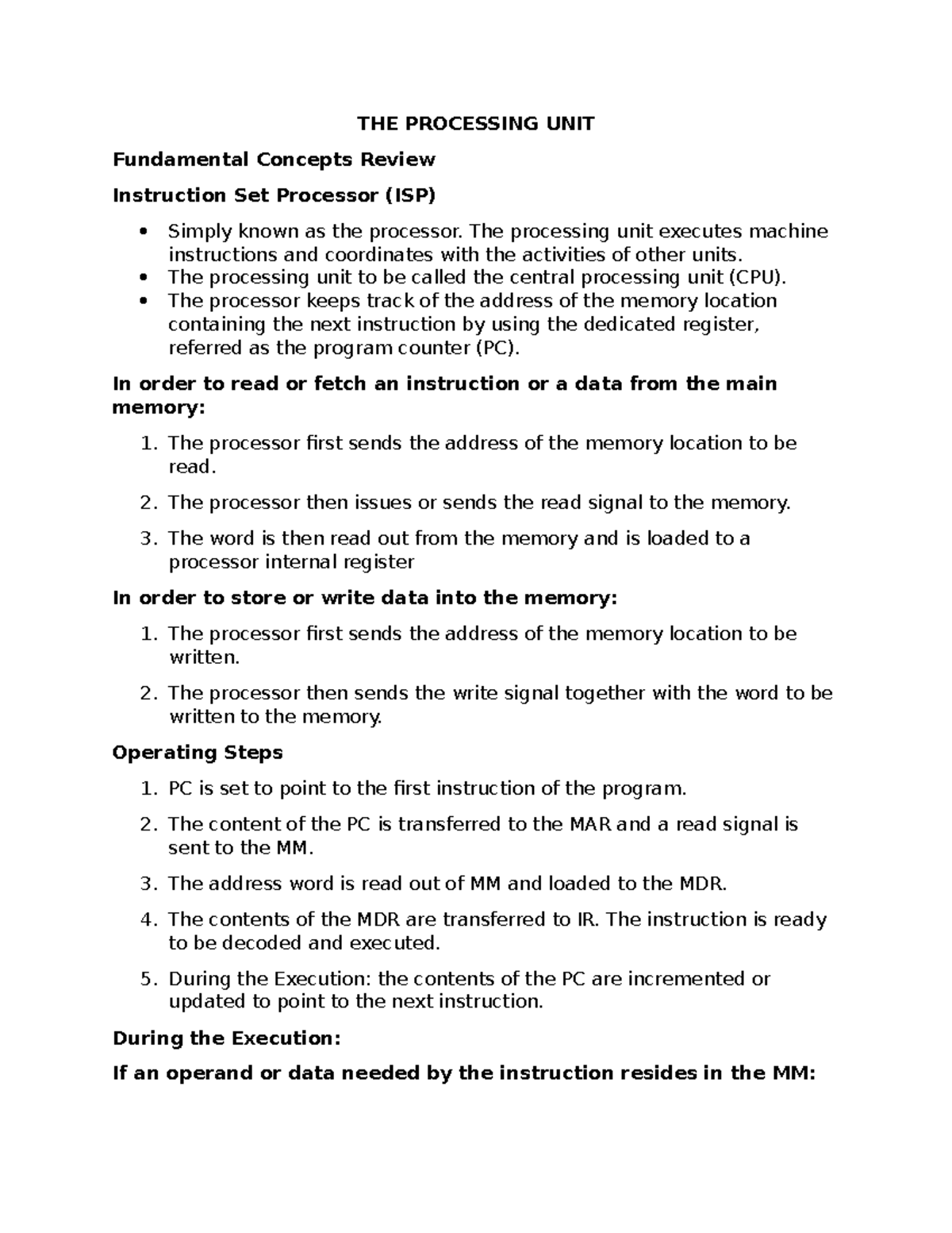 assignment of processing unit