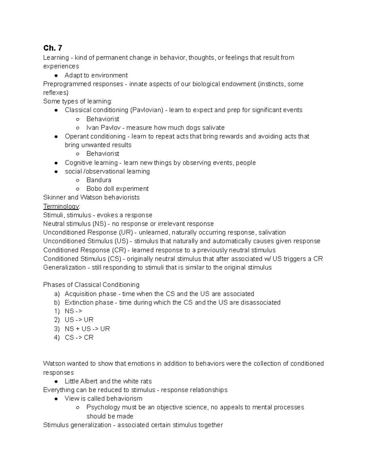 Dr. Day's SW 250 ch. 7 Ch. 7 Learning kind of permanent change in