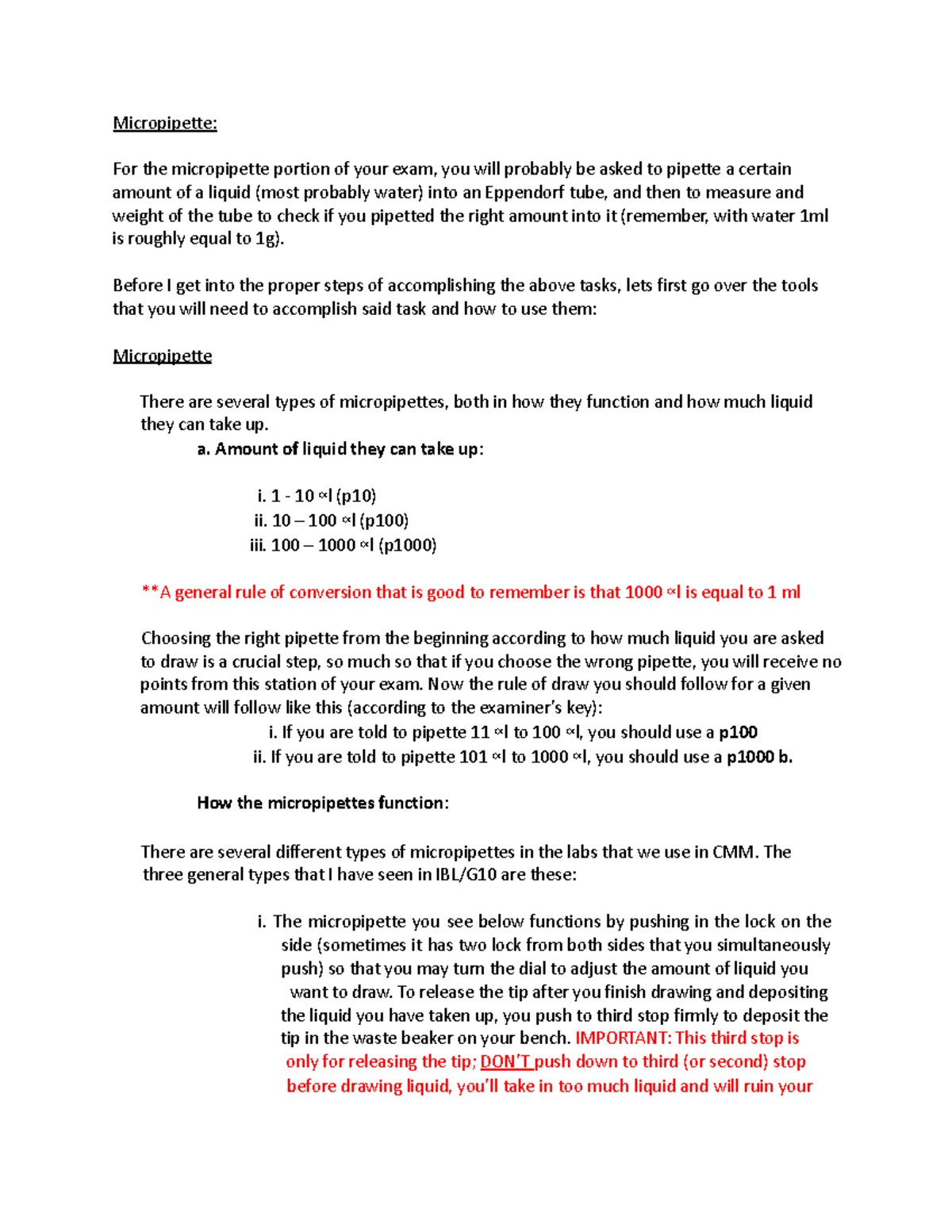 Micropipette Before I get into the proper steps of the