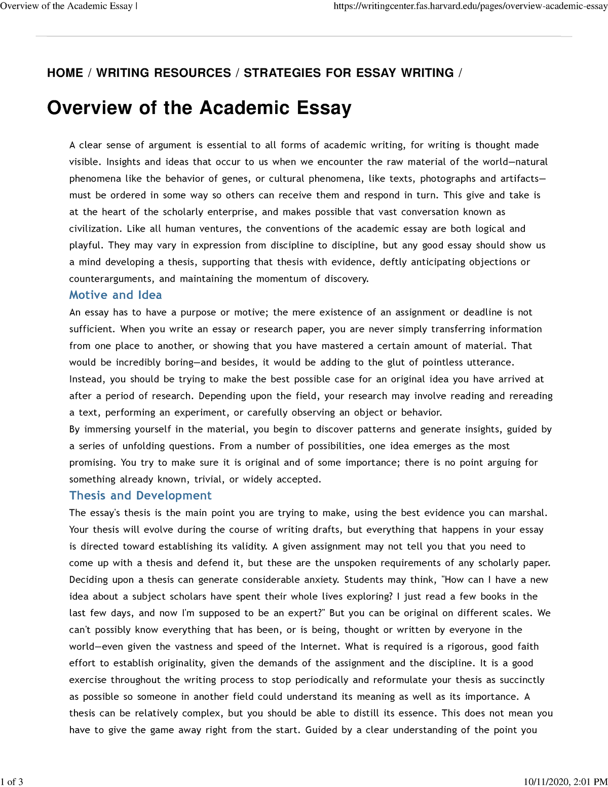 essay on extensive study and research