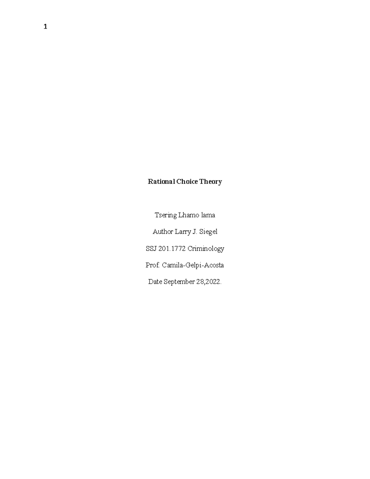 Rational Choice Theory Rational Choice Theory Tsering Lhamo Lama