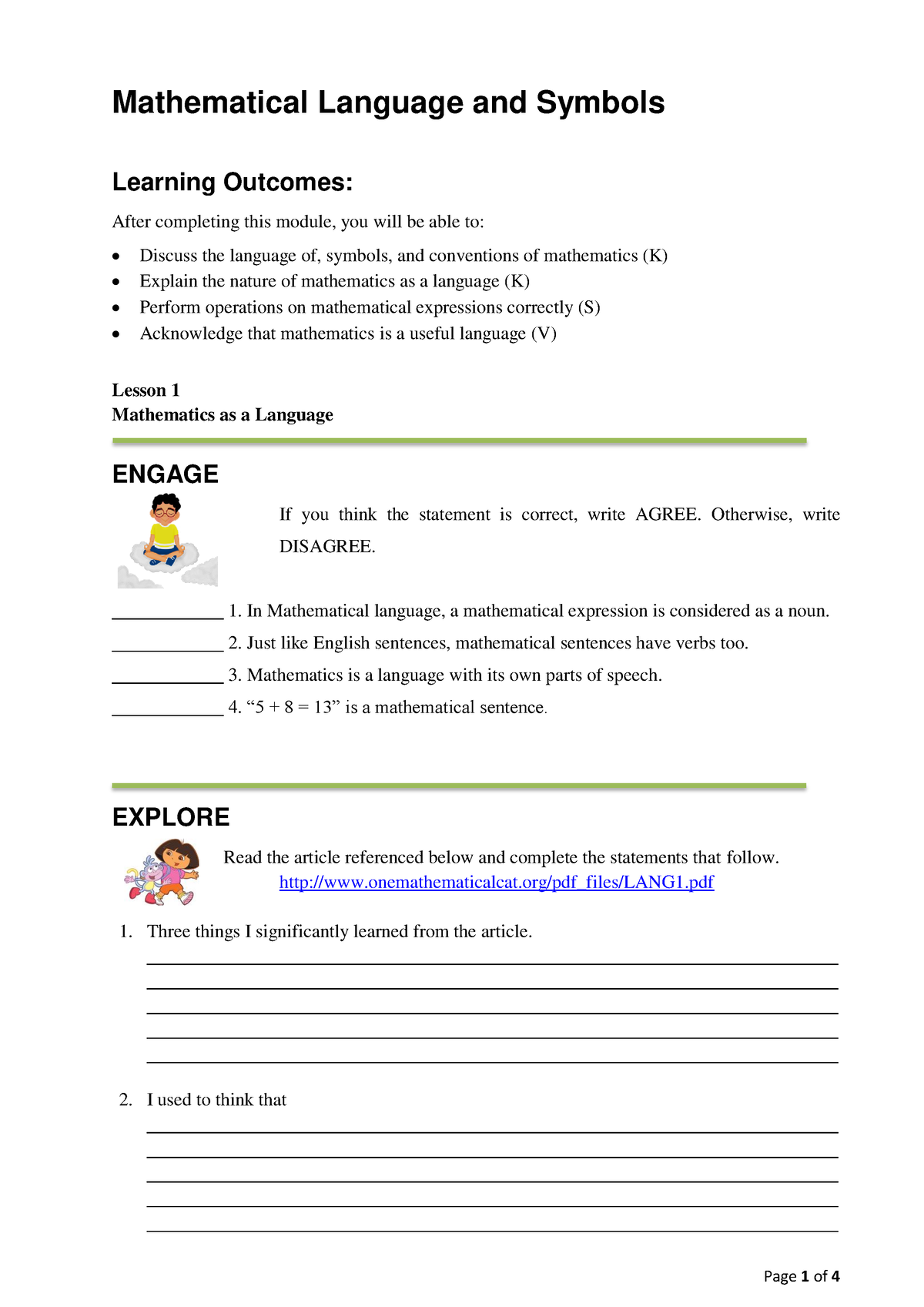 mathematical language and symbols essay