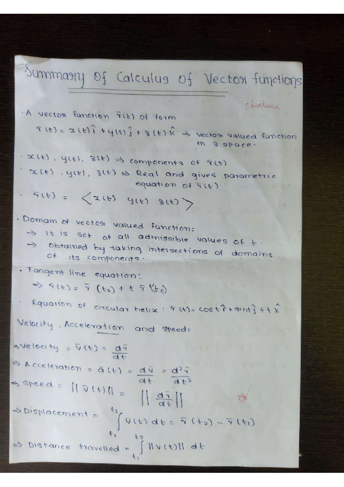 Maths summary Vector Calculus, Differential Equations And Transforms