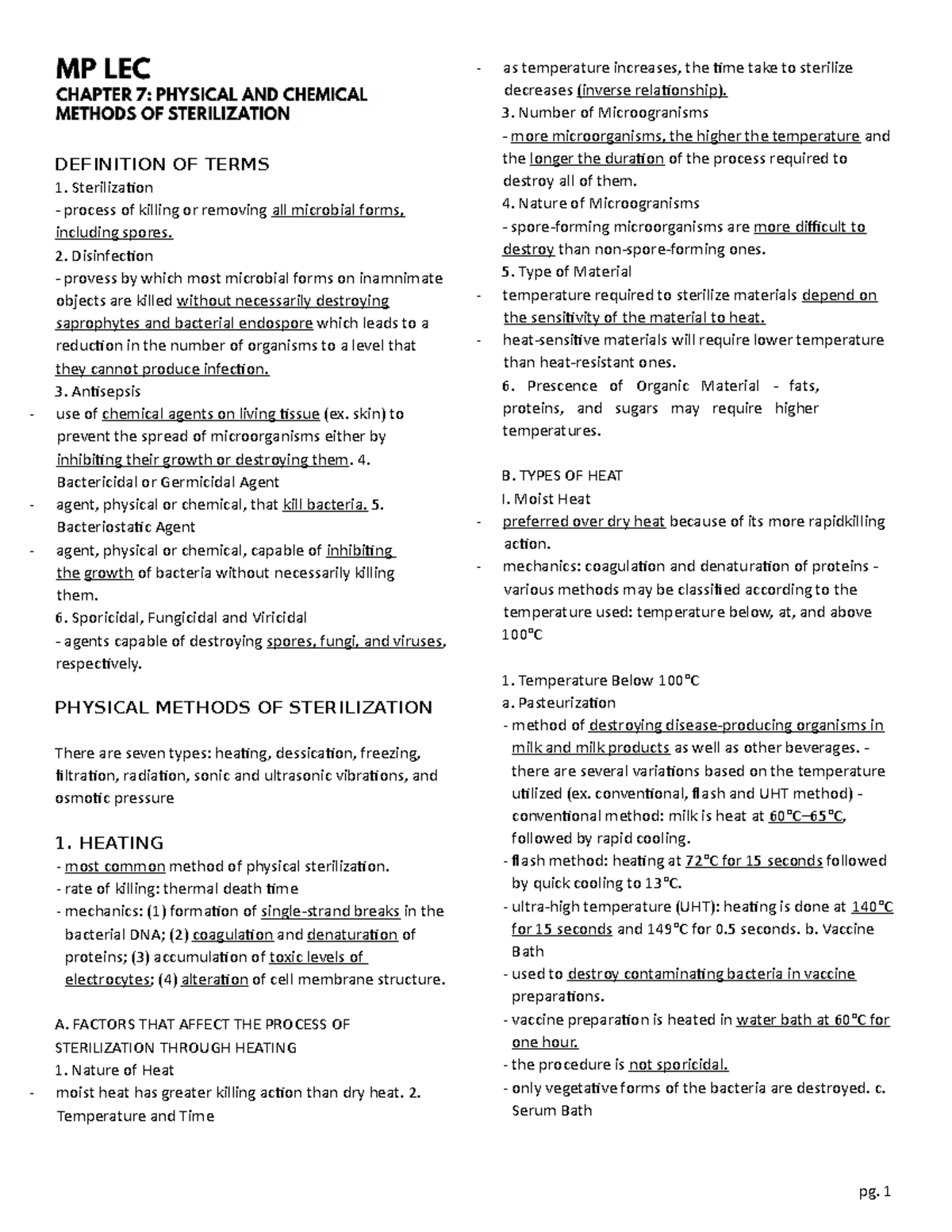 Chapter 7 Physical and Chemical Methods of Sterilization MP Lec