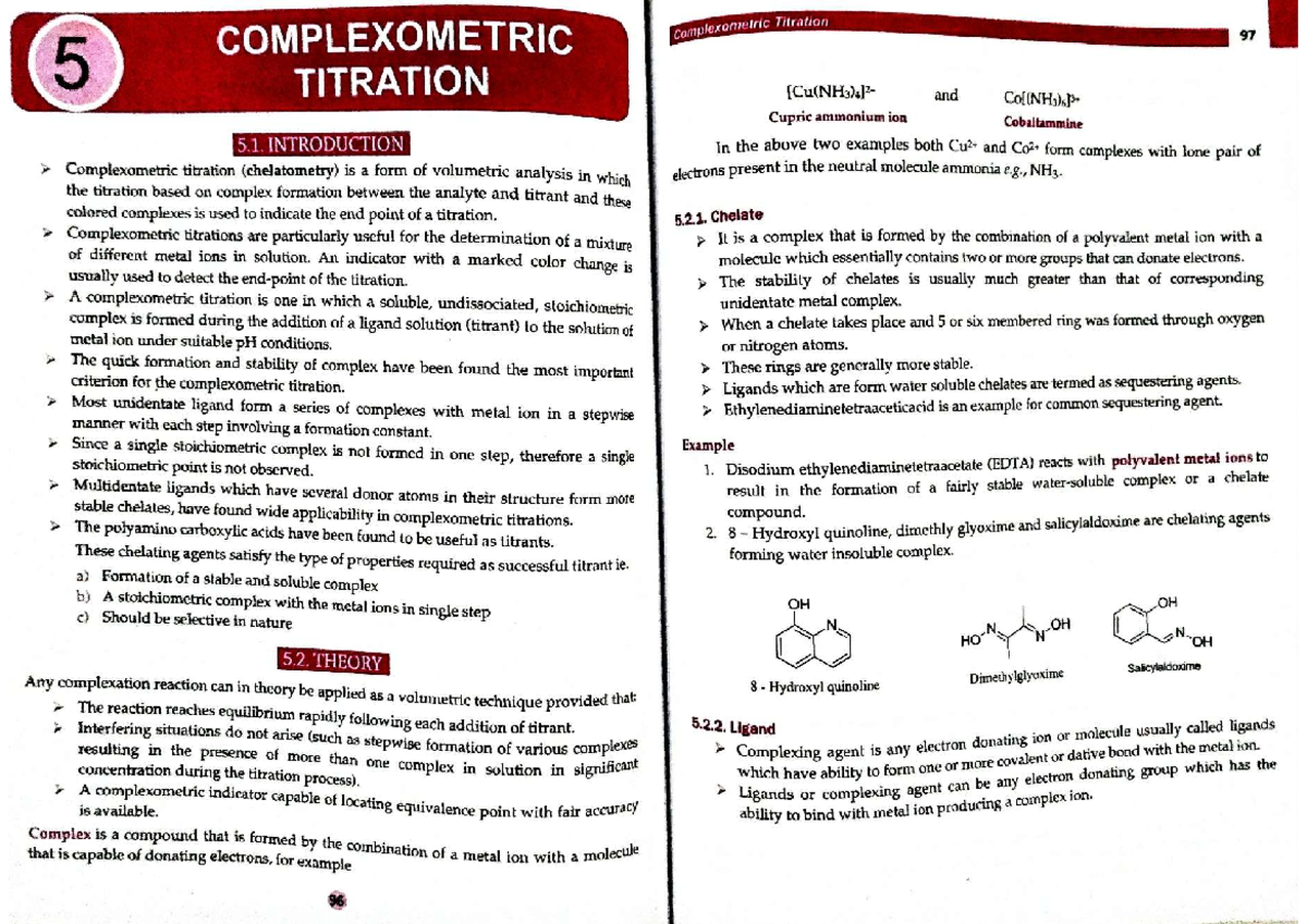 Complexometry - Pharmacognosy - Pharmaceutical Theory Analysis I - Studocu