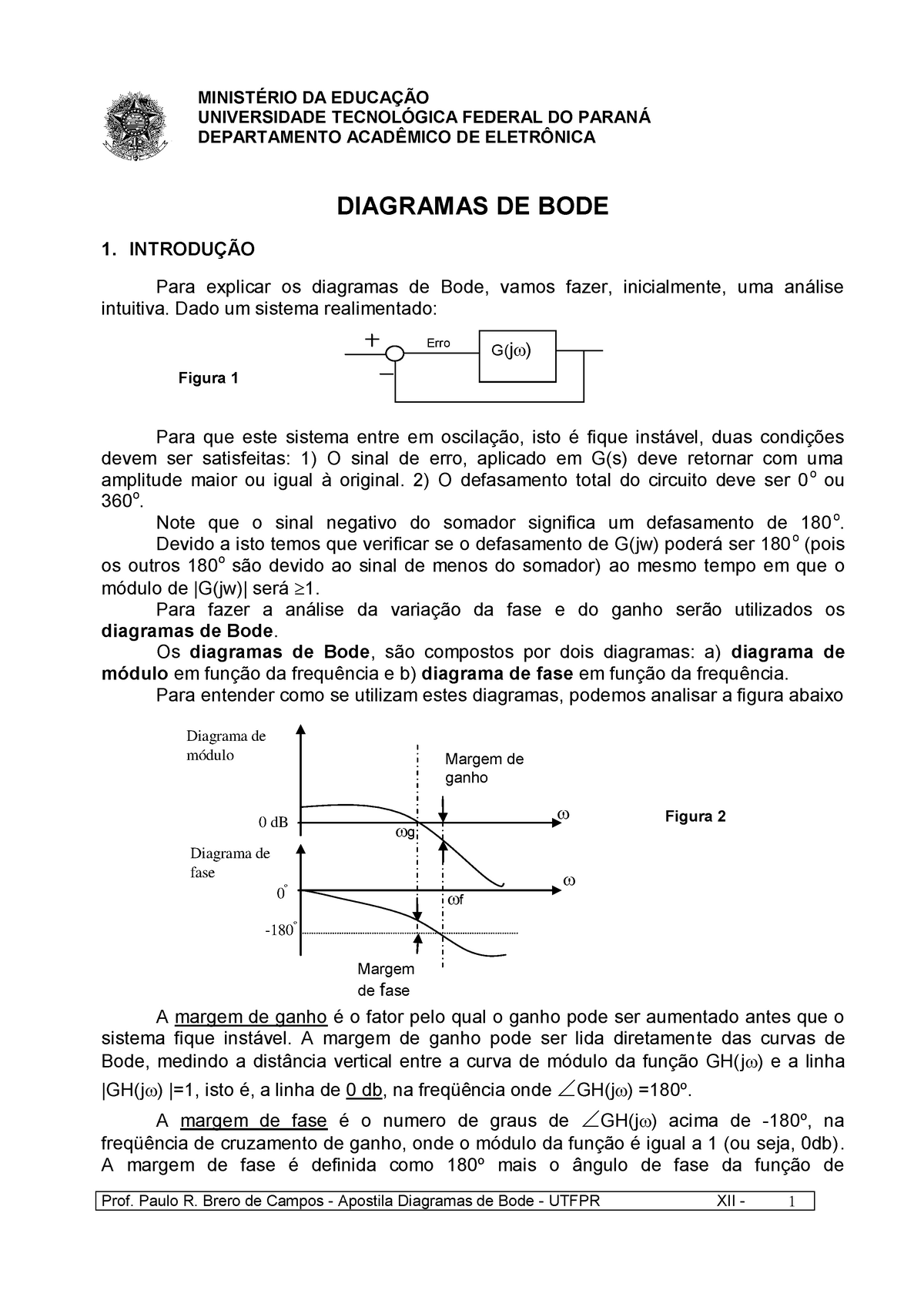 Diagramas DE BODE 20 - Diagrama De Bode - DA UNIVERSIDADE FEDERAL DO ...