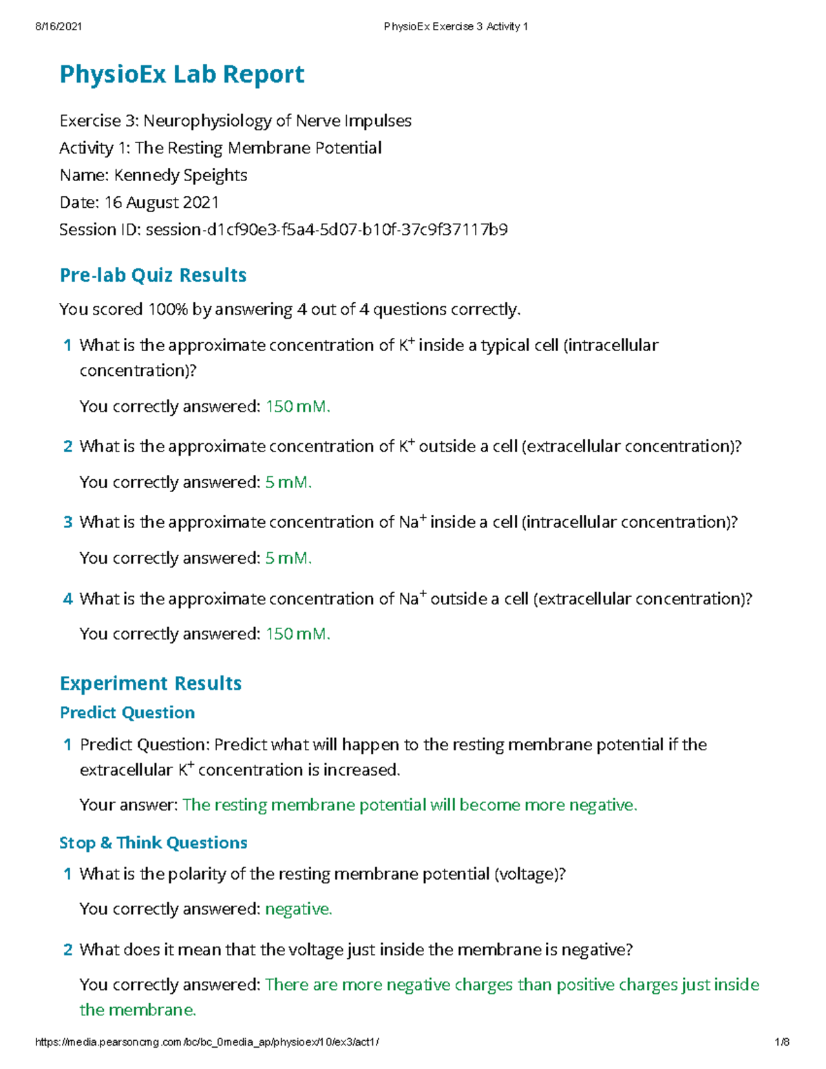 Physio Ex Exercise 3 Activity 1 - PhysioEx Lab Report Exercise 3 ...