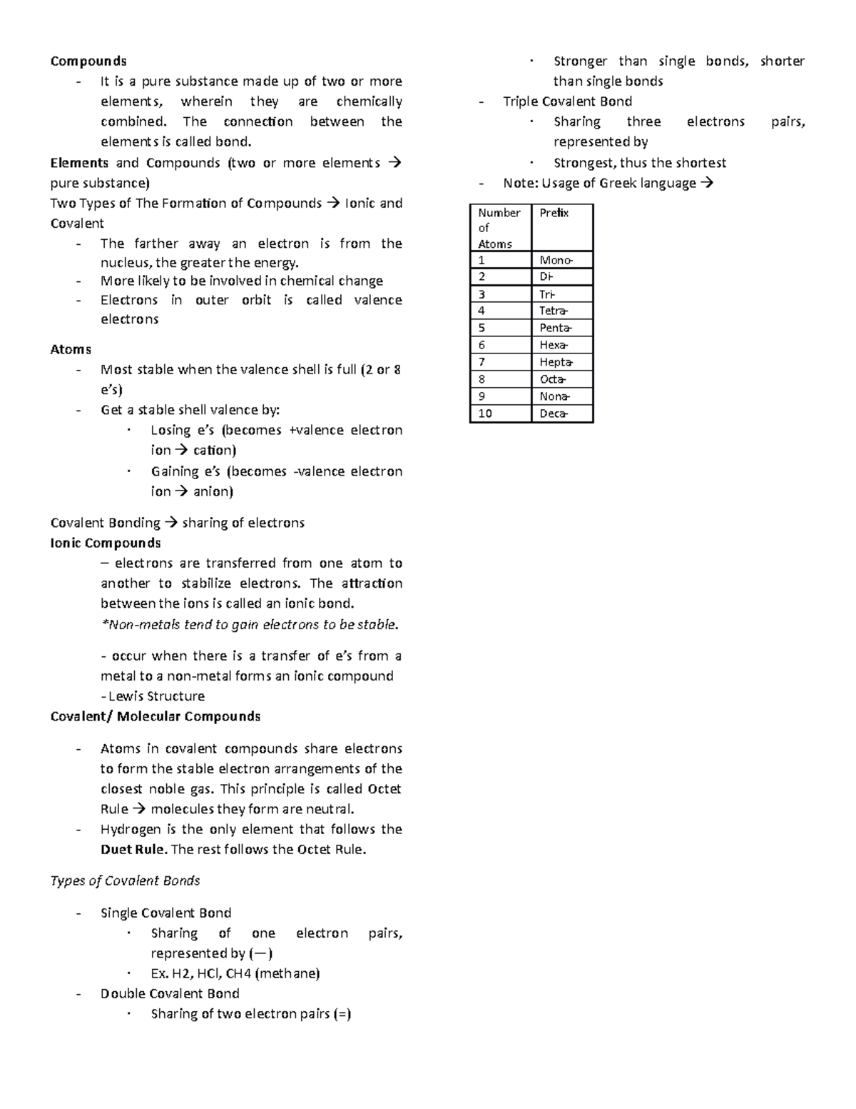 Short Chemistry Notes on Covalent Compounds - Compounds - It is a pure ...