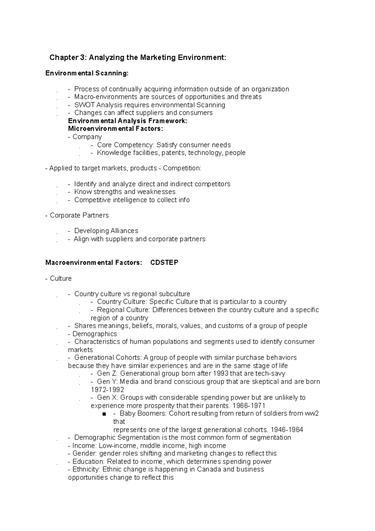 Chapter 3 Analyzing The Marketing Environment - Chapter 3: Analyzing ...