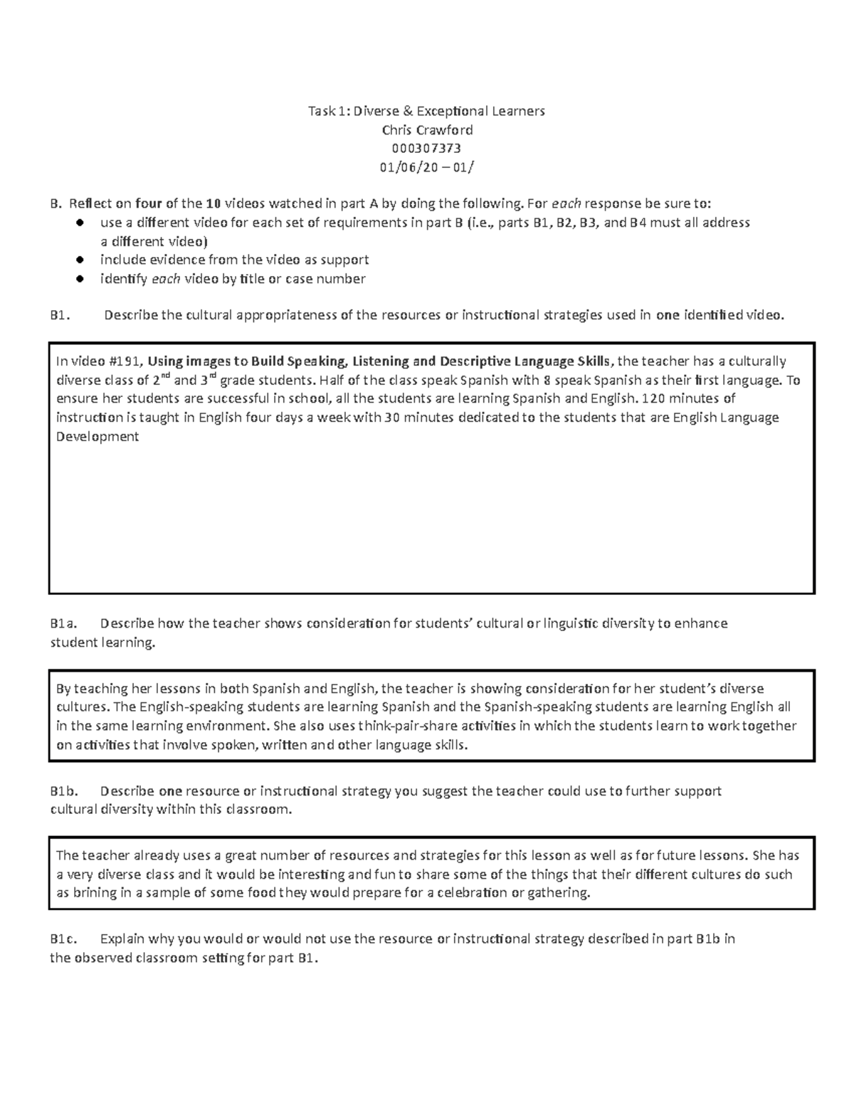 Task 1. Diverse & except learn reflectionC847 - C847 - WGU - Studocu