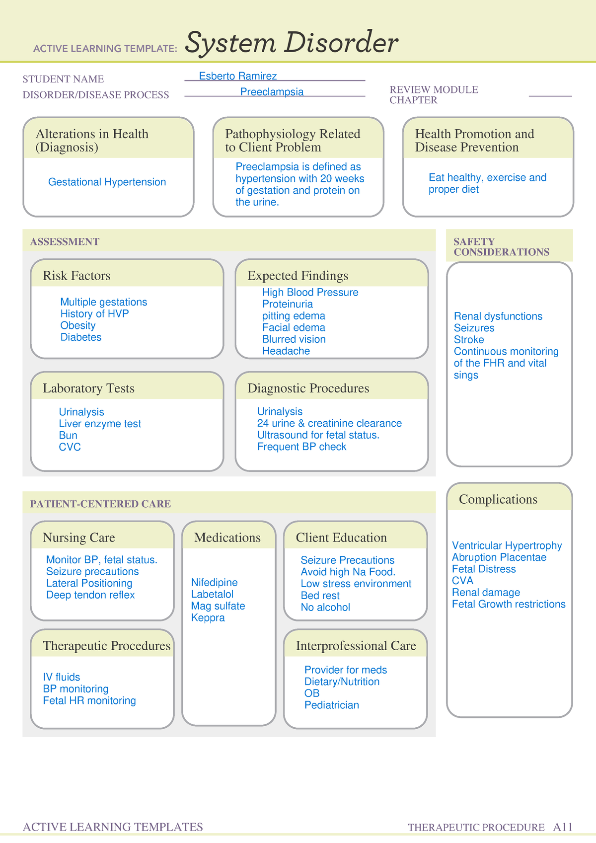 System Disorder form - Template - STUDENT NAME DISORDER/DISEASE PROCESS ...