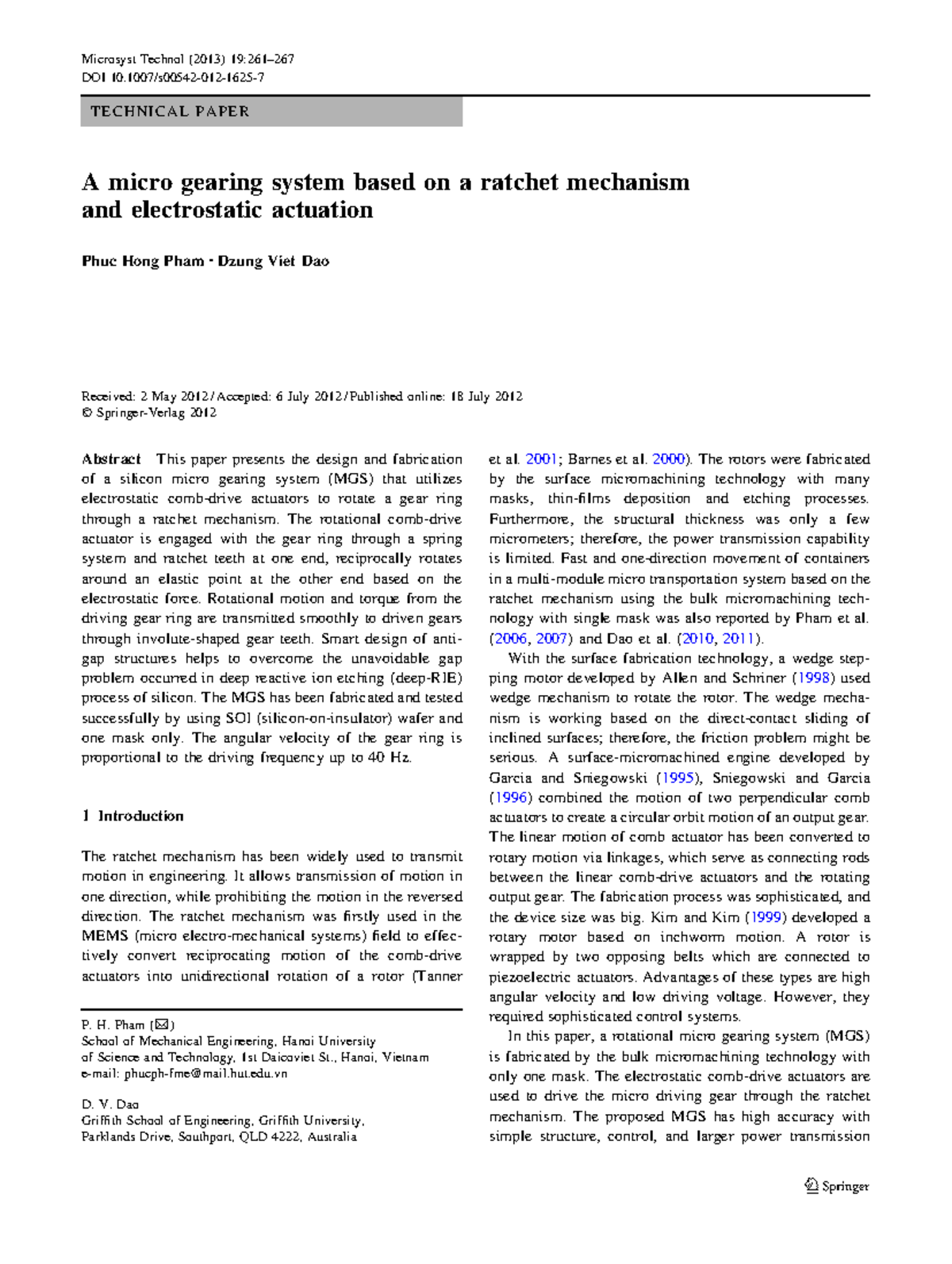 A micro gearing system based on a ratchet mechanismn - The rotational ...
