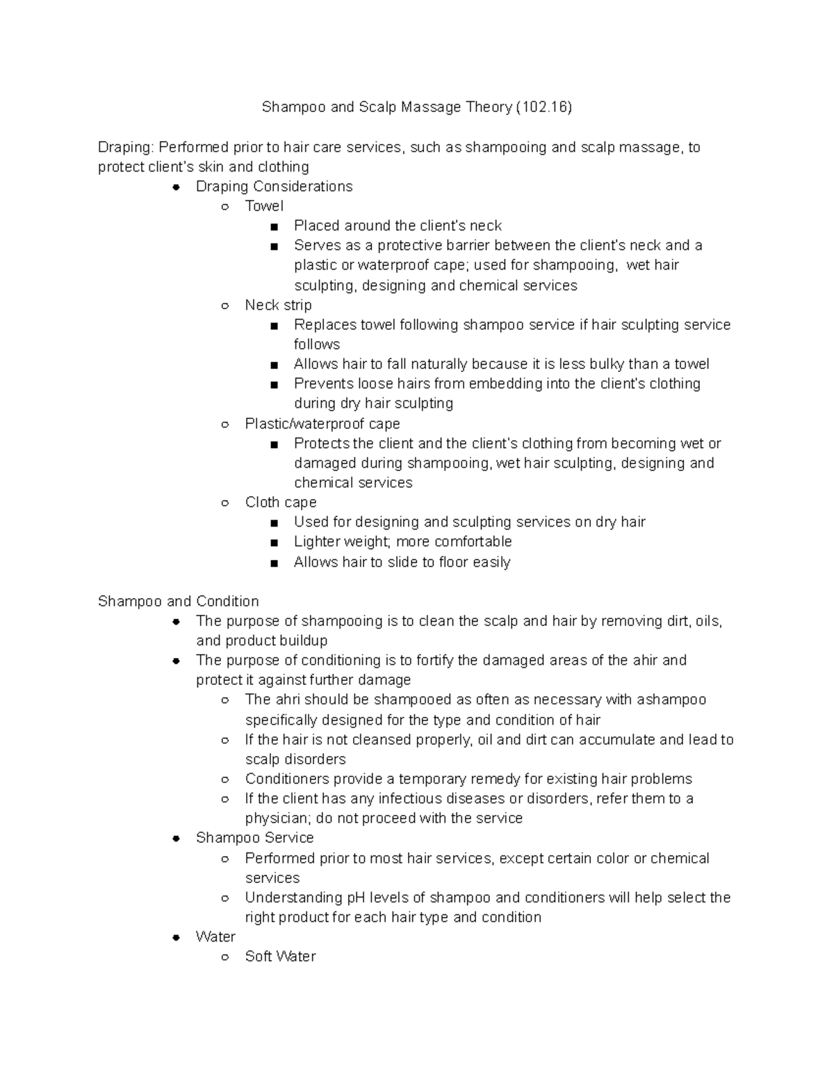 Shampoo and Scalp Massage Theory (102 Studocu