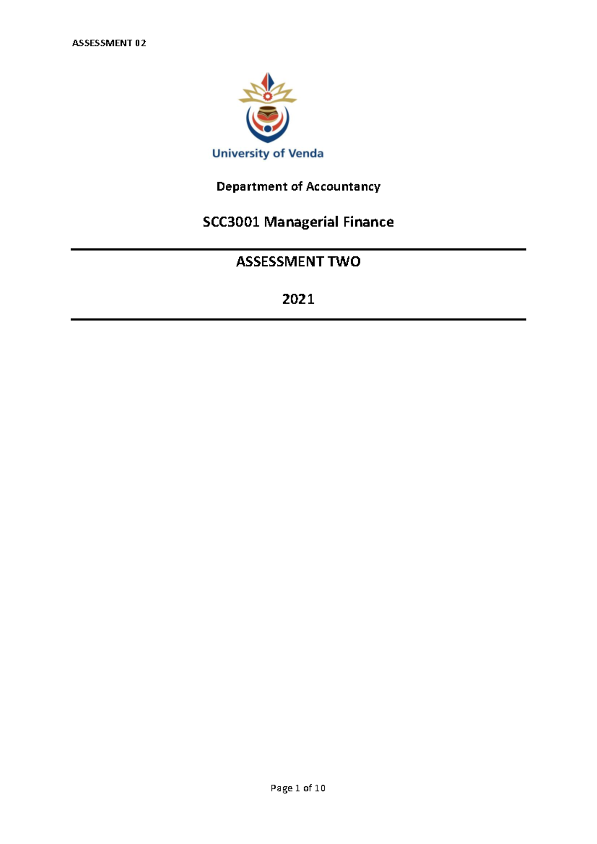 Assessment Memorandum - 02 - Department of Accountancy SCC3001 ...