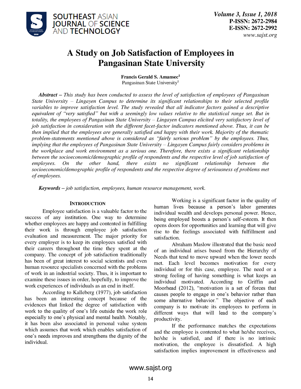 case study on job satisfaction