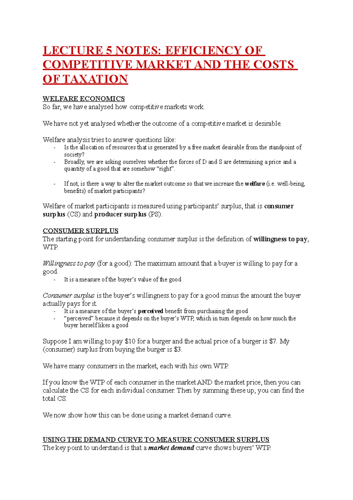 LEC 5 lec 5 notes for economics for business - LECTURE 5 NOTES ...