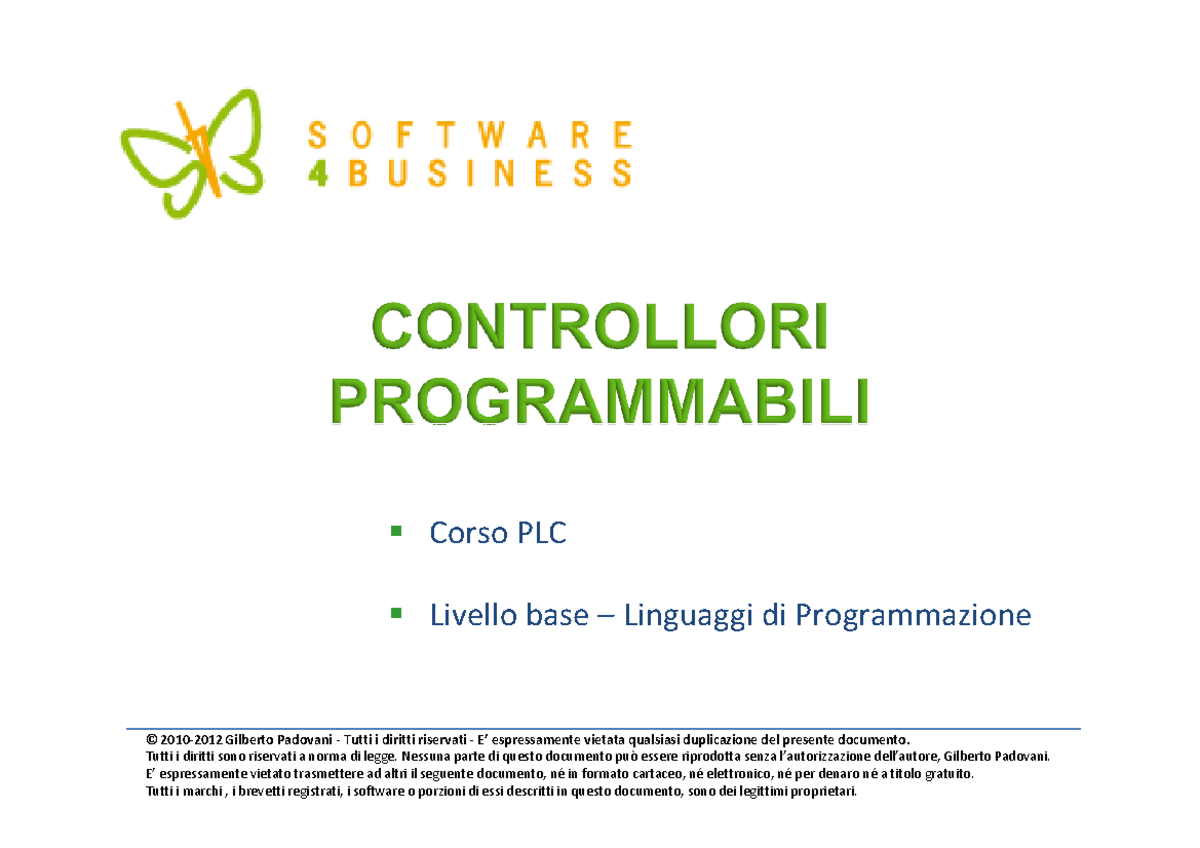 Linguaggi di Programmazione del PLC Corso