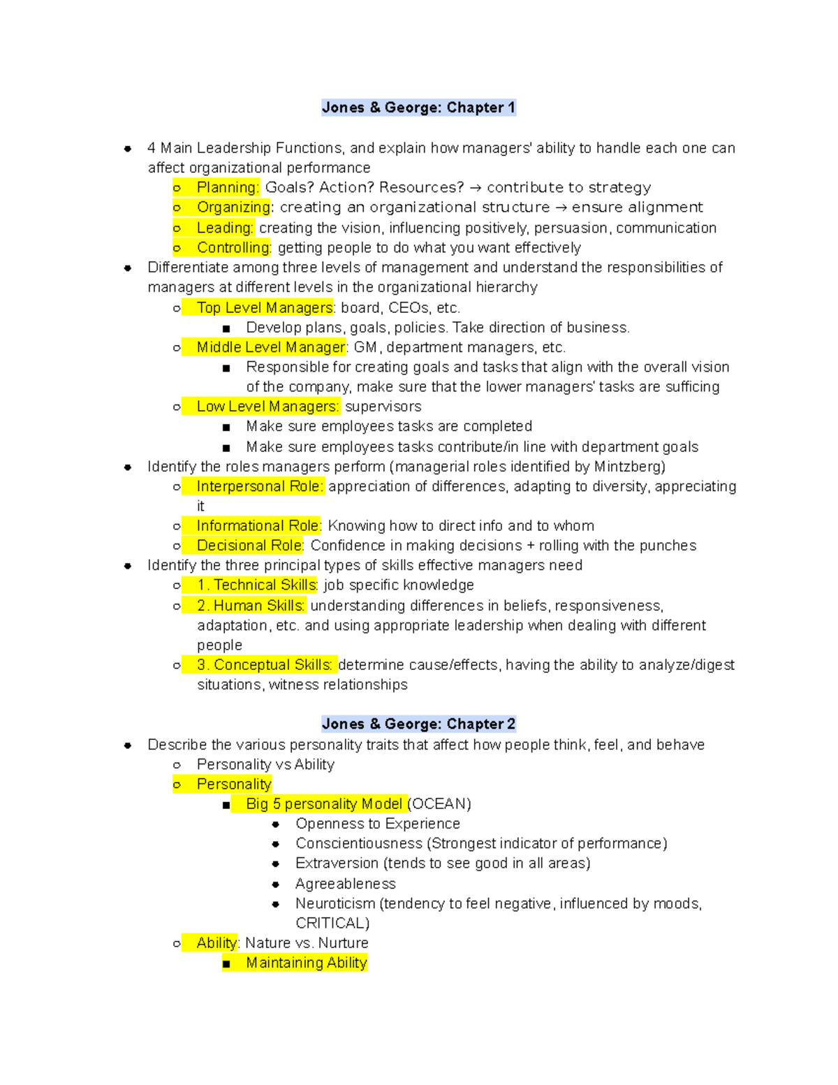 MGT 300 Final EXAM Review - Jones & George: Chapter 1 4 Main Leadership ...