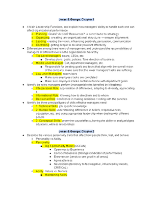 MGT 300 EXAM 1 Review WITH Answers - Jones & George: Chapter 6 ...