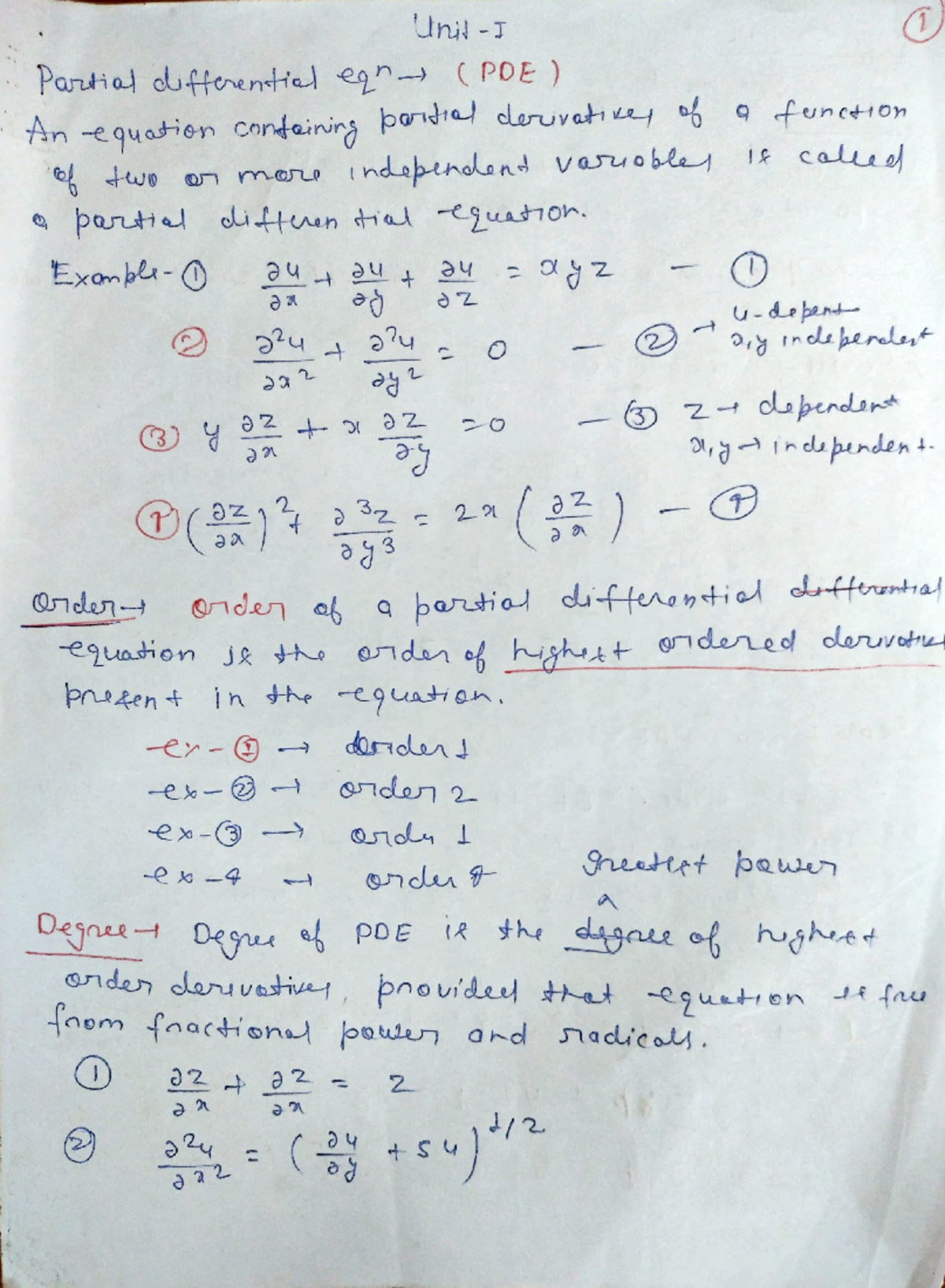 Unit-1 Partial Differential Equations - 'JNJ - J ~ po-, ~ cl-1 ~ n~-foJ ...