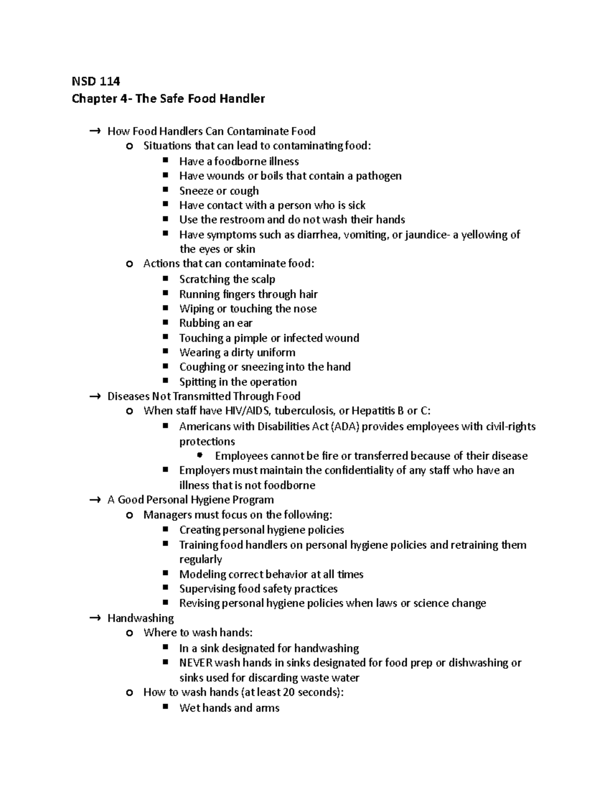 Chapter 4 Lecture notes 4 NSD 114 Chapter 4 The Safe Food Handler How Food Handlers Can