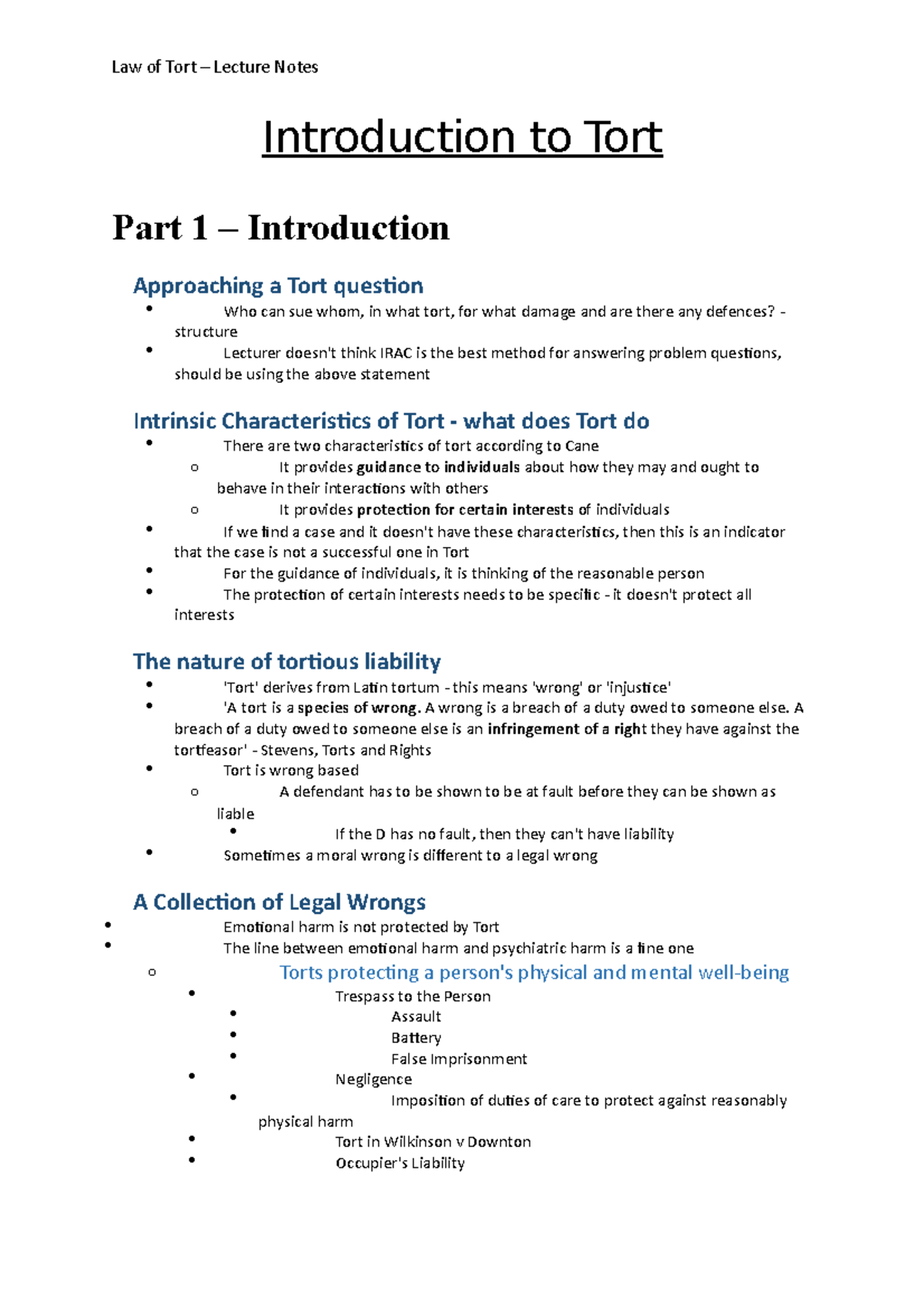 Introduction To Tort - Introduction To Tort Part 1 – Introduction ...