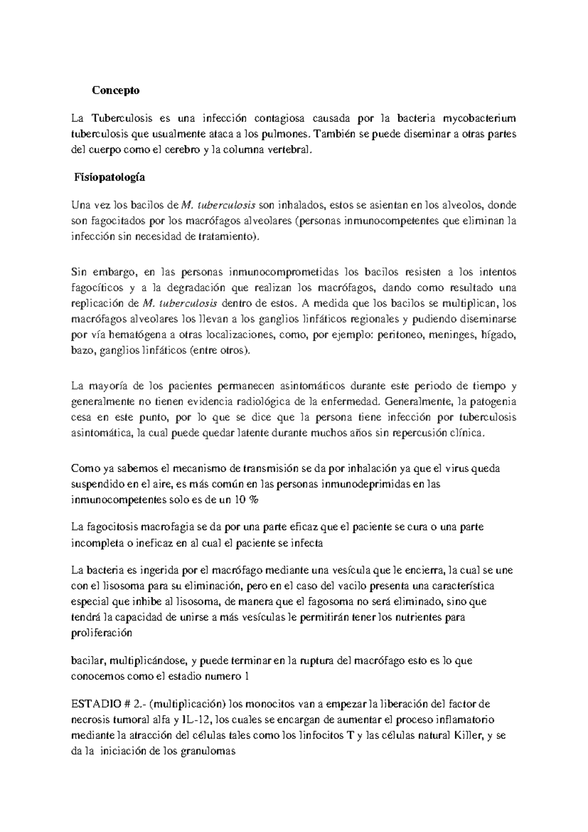 Tub e rculosis - Concepto La Tuberculosis es una infección contagiosa ...