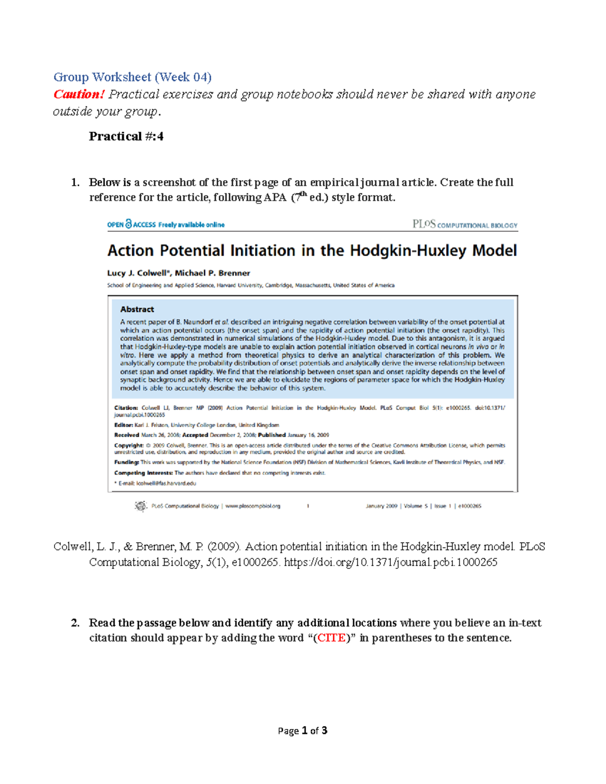Pra04 wk2 - LAB - Group Worksheet (Week 04) Caution! Practical ...