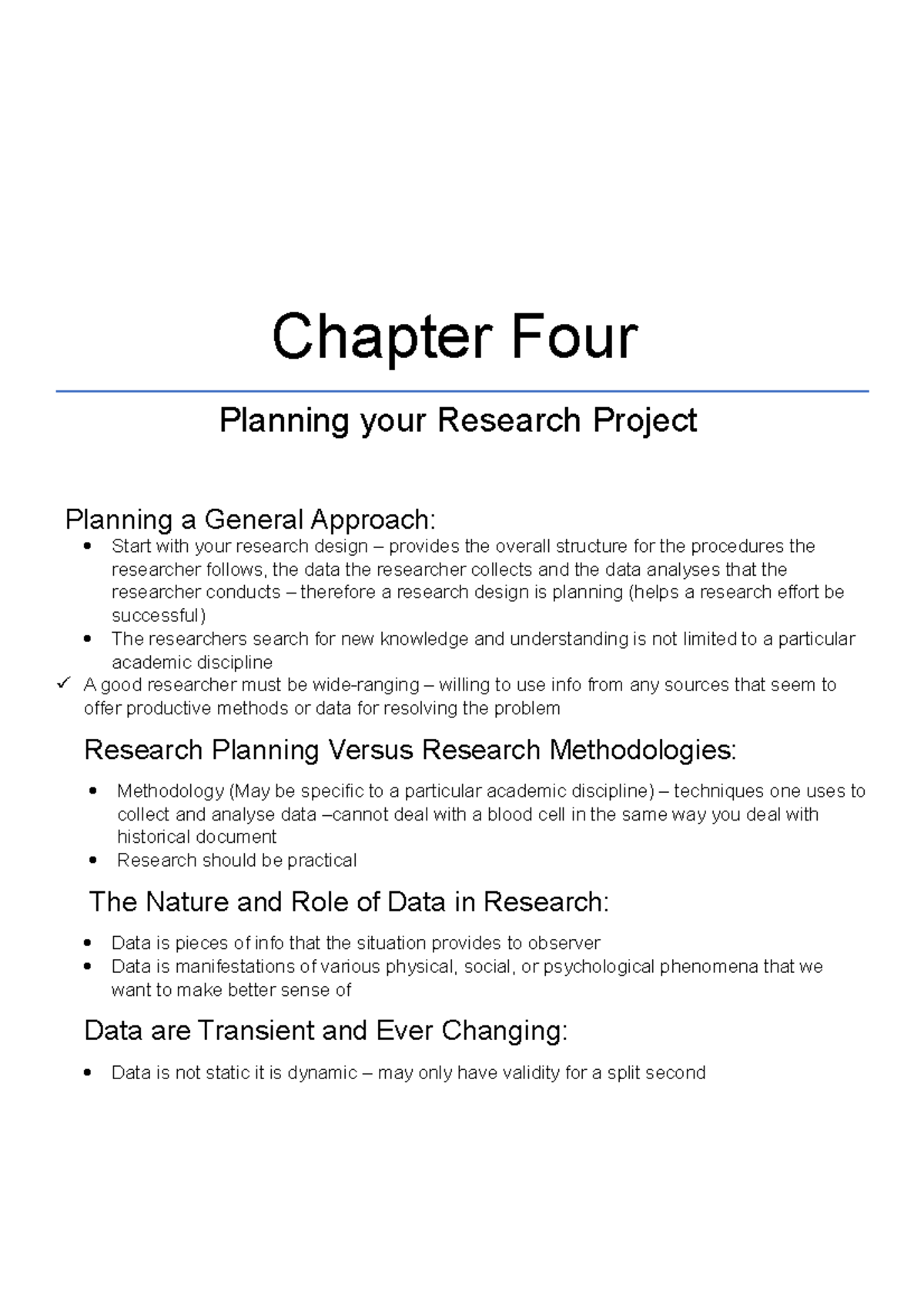 what is chapter plan in research