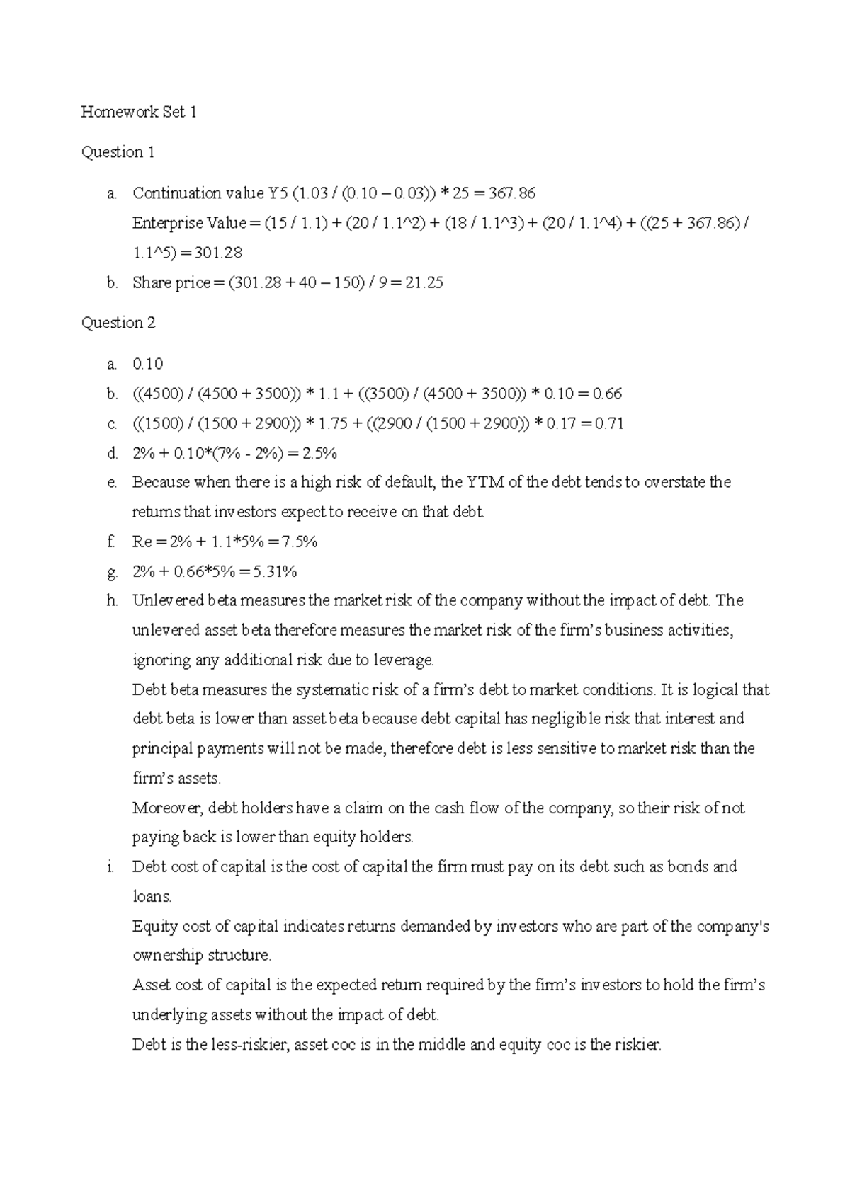 Homework Set 1 - Nice set - Homework Set 1 Question 1 a. Continuation ...