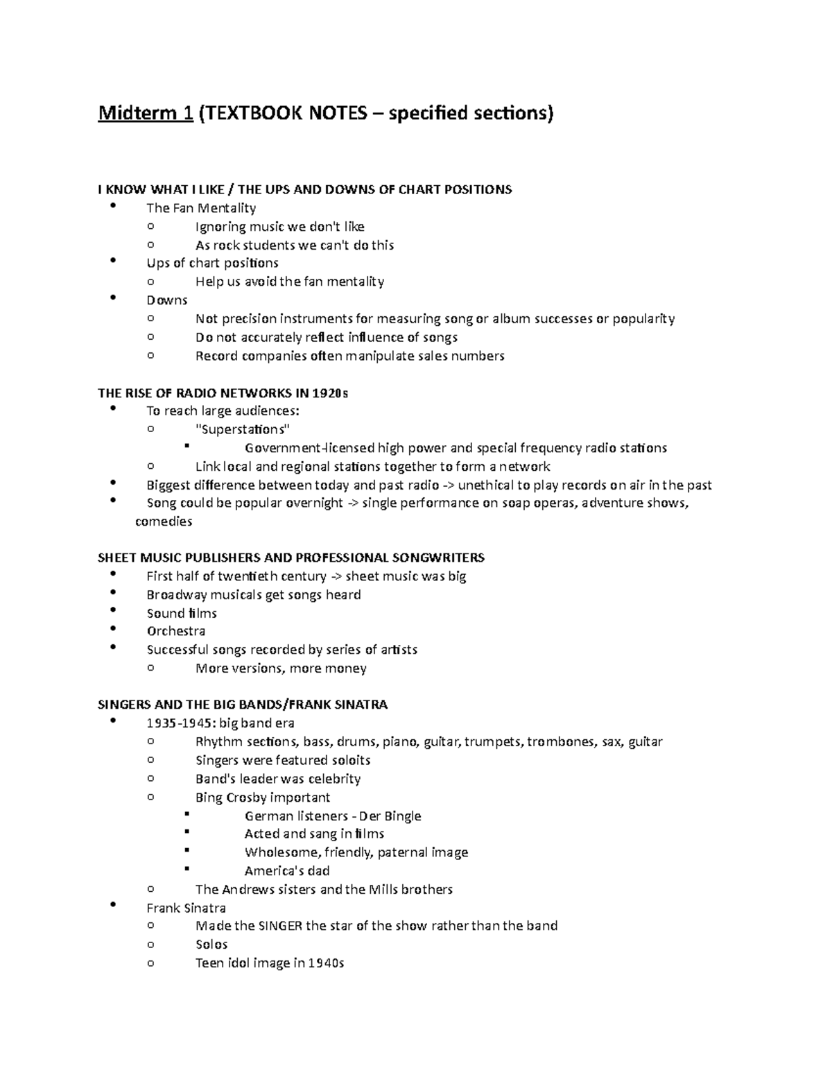 Midterm 1 - Music 140 - Lecture notes Textbook - Midterm 1 (TEXTBOOK ...