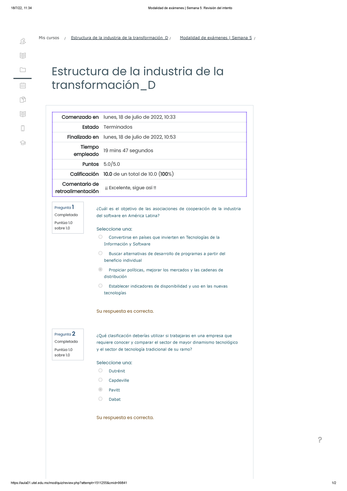 5 Quinto Examen Estructura DE LA Industria DE LA Transformacion - 18/7 ...